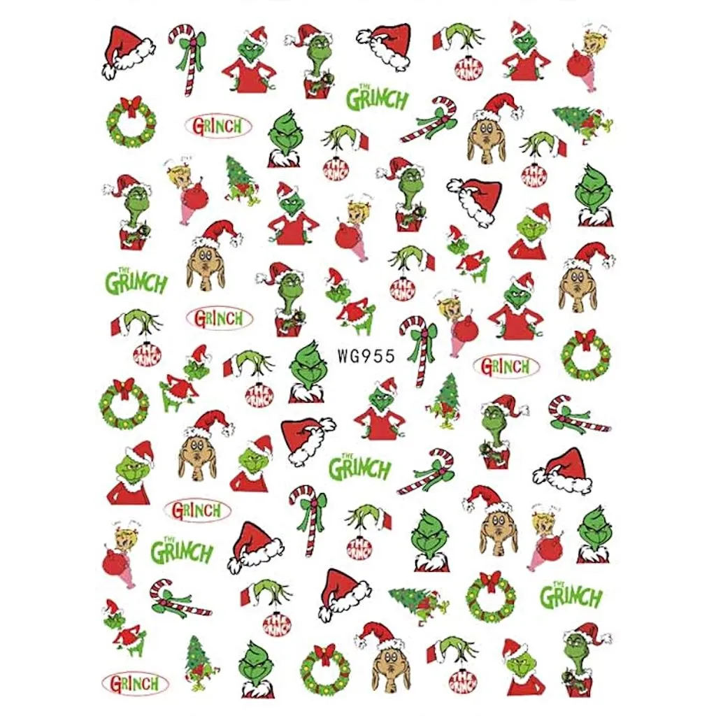 Grinch Nail Art Stickers