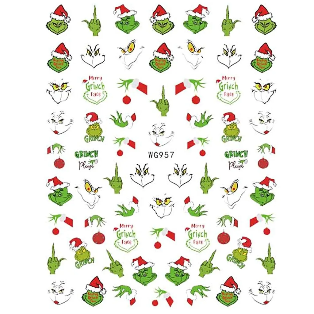 Grinch Nail Art Stickers