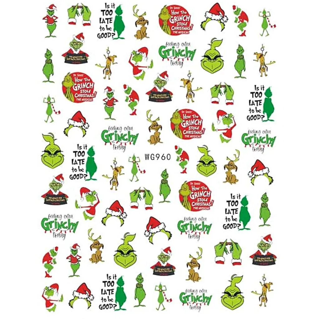 Grinch Nail Art Stickers