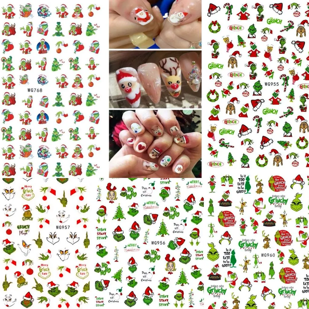 Grinch Nail Art Stickers