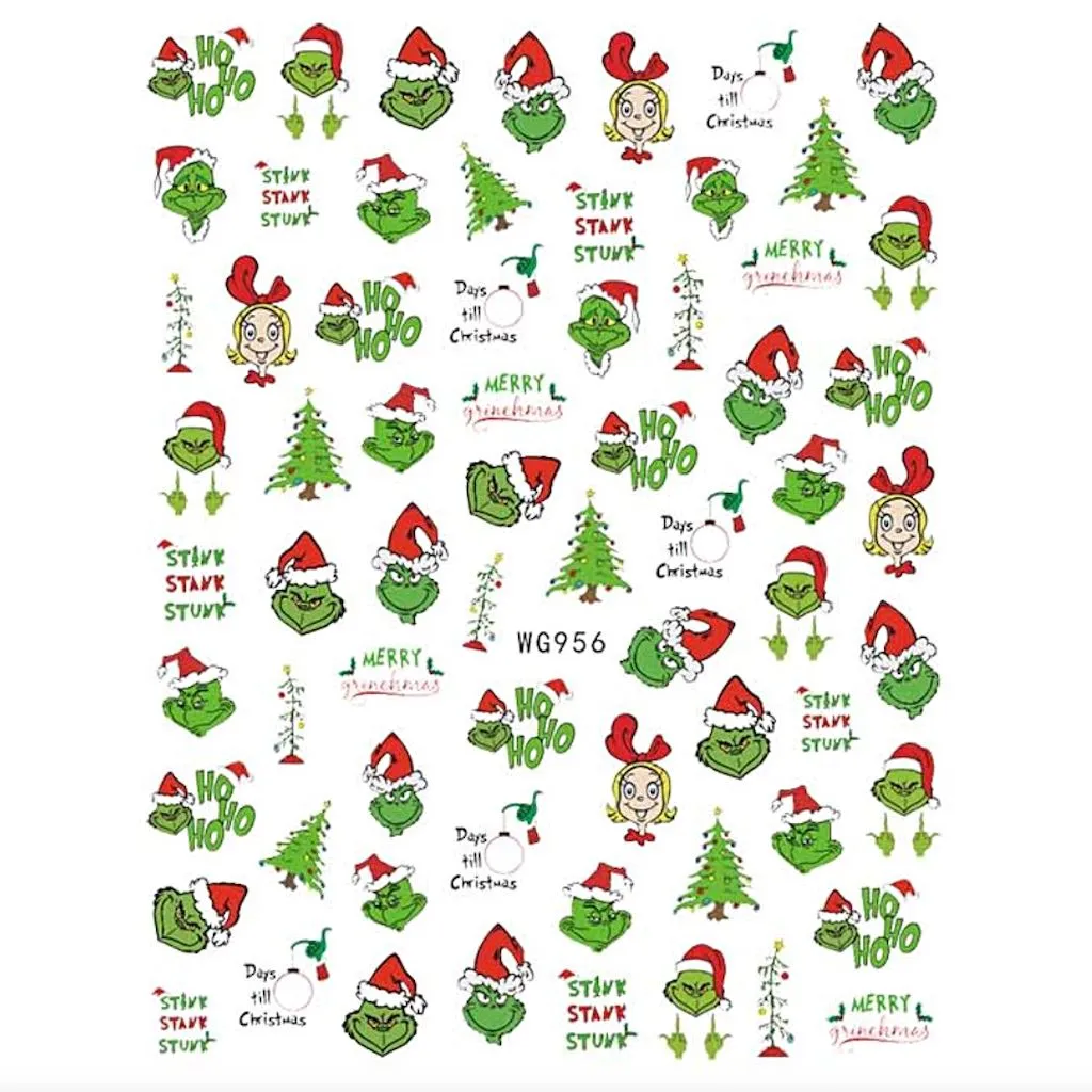 Grinch Nail Art Stickers