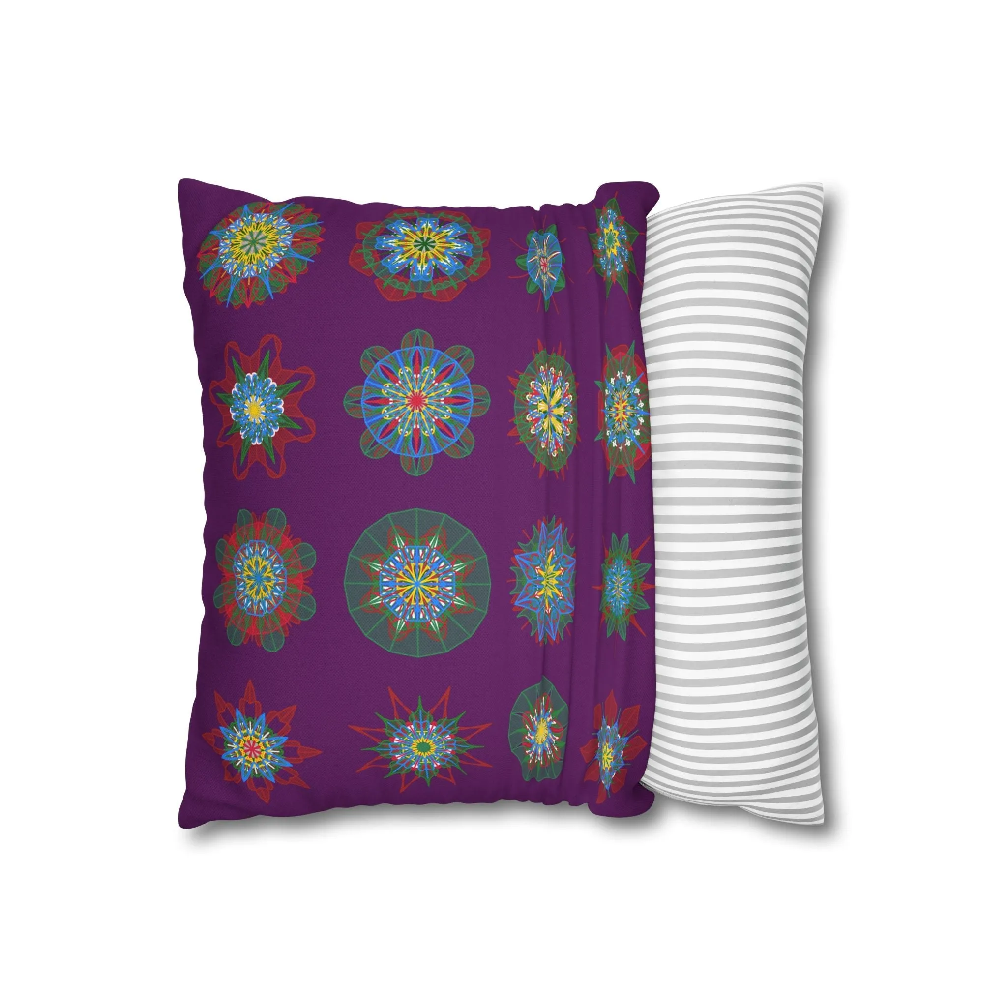 Hand-drawn Mandala Design Pillowcase - Dark Purple