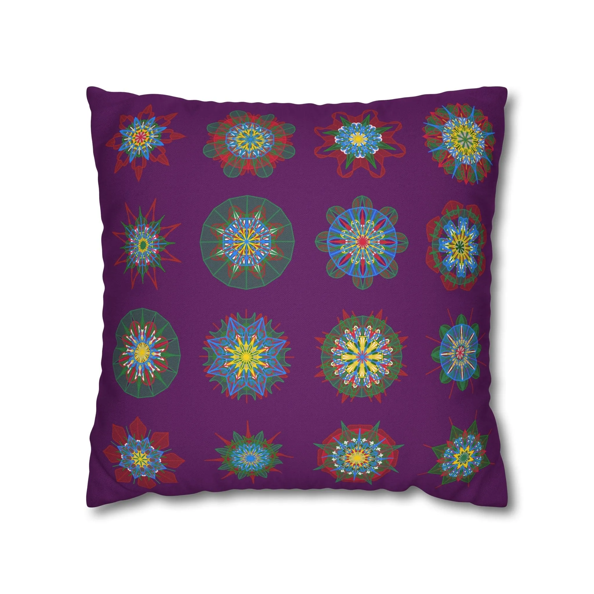 Hand-drawn Mandala Design Pillowcase - Dark Purple