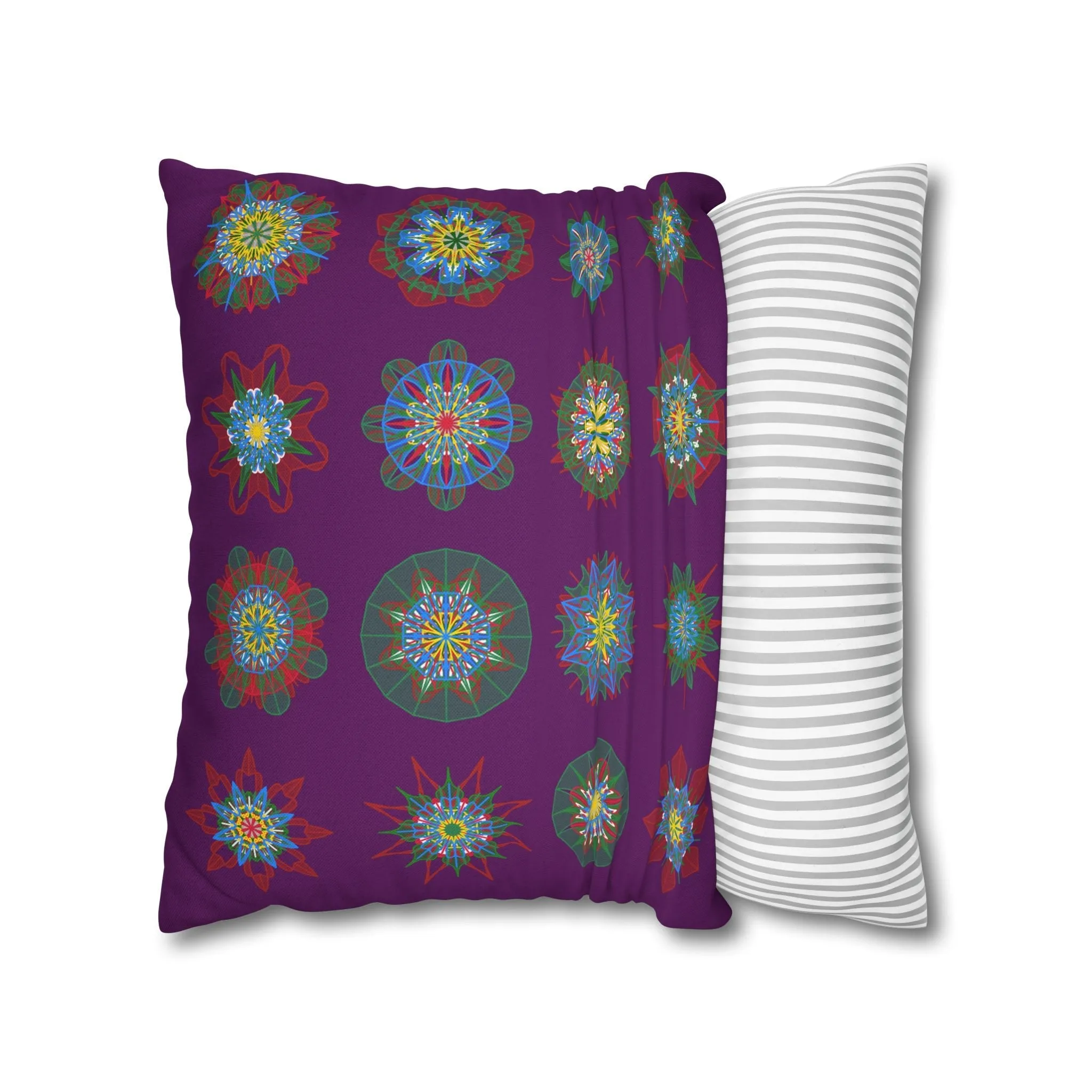 Hand-drawn Mandala Design Pillowcase - Dark Purple