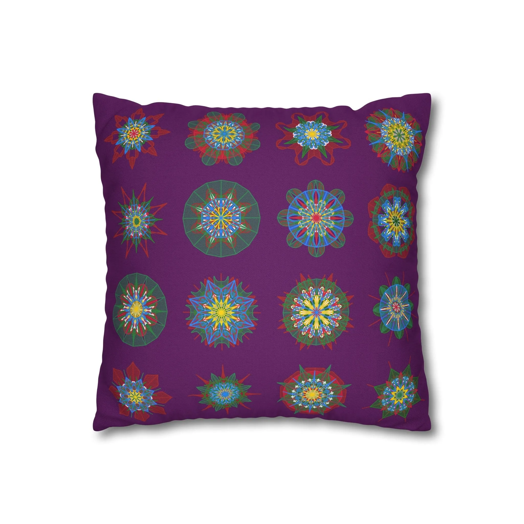 Hand-drawn Mandala Design Pillowcase - Dark Purple