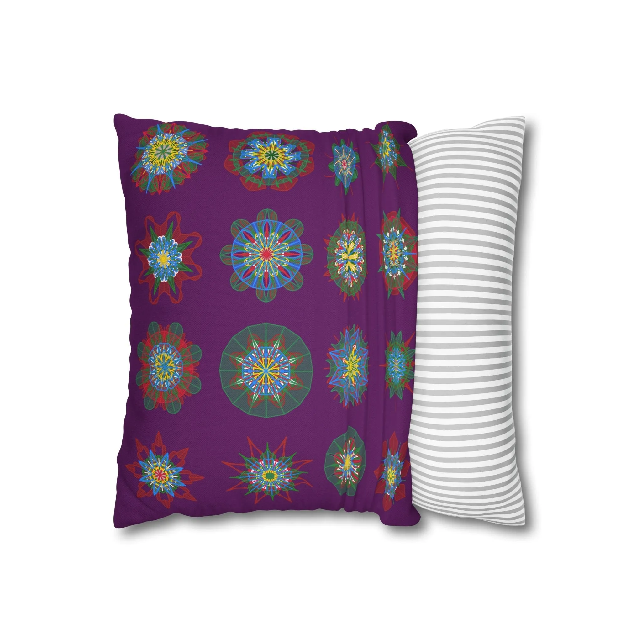 Hand-drawn Mandala Design Pillowcase - Dark Purple