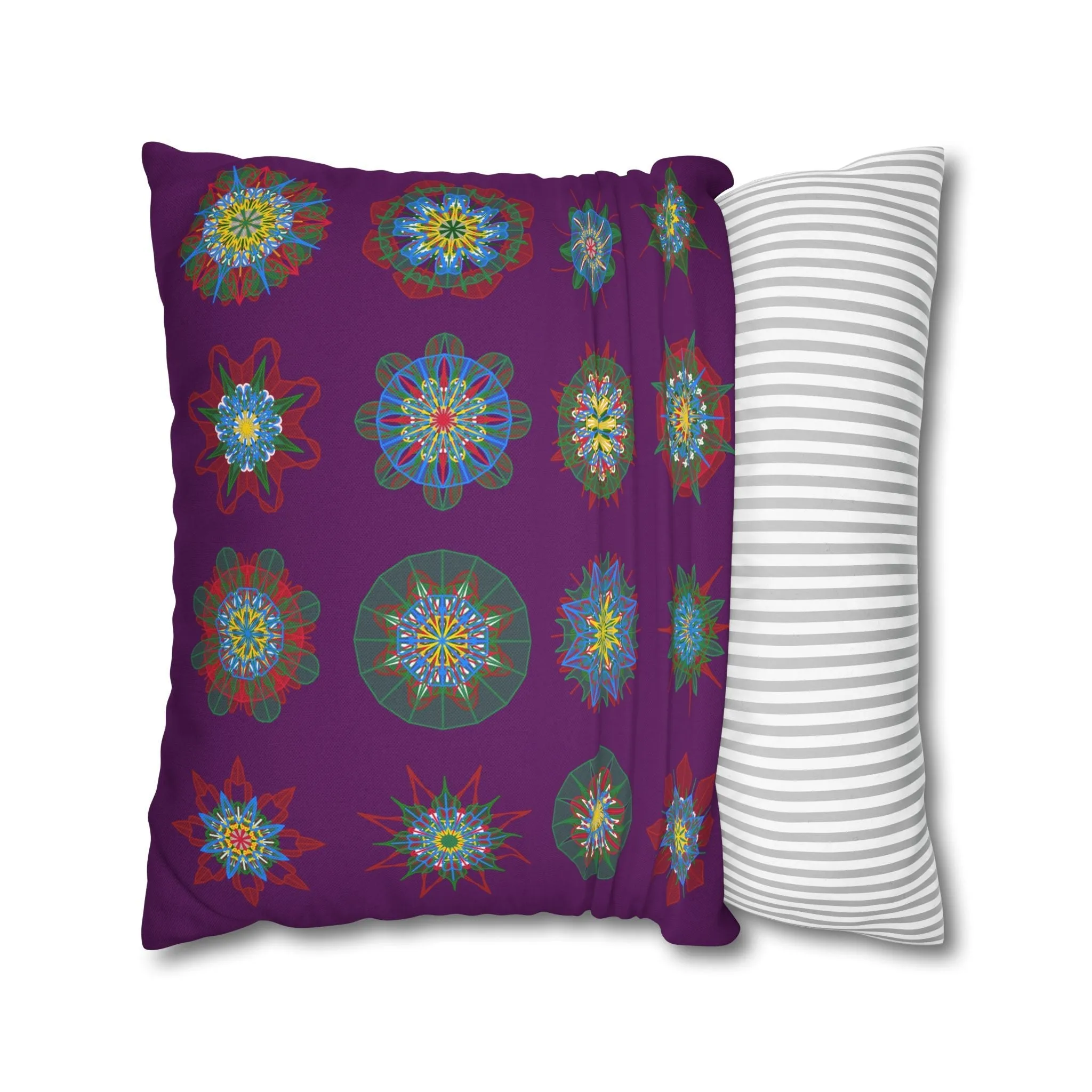 Hand-drawn Mandala Design Pillowcase - Dark Purple