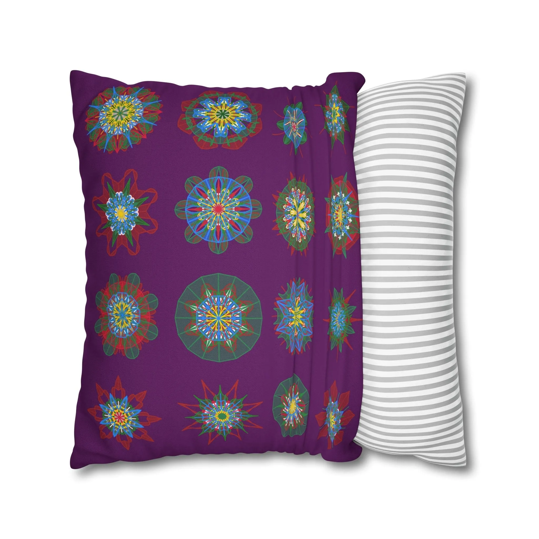 Hand-drawn Mandala Design Pillowcase - Dark Purple