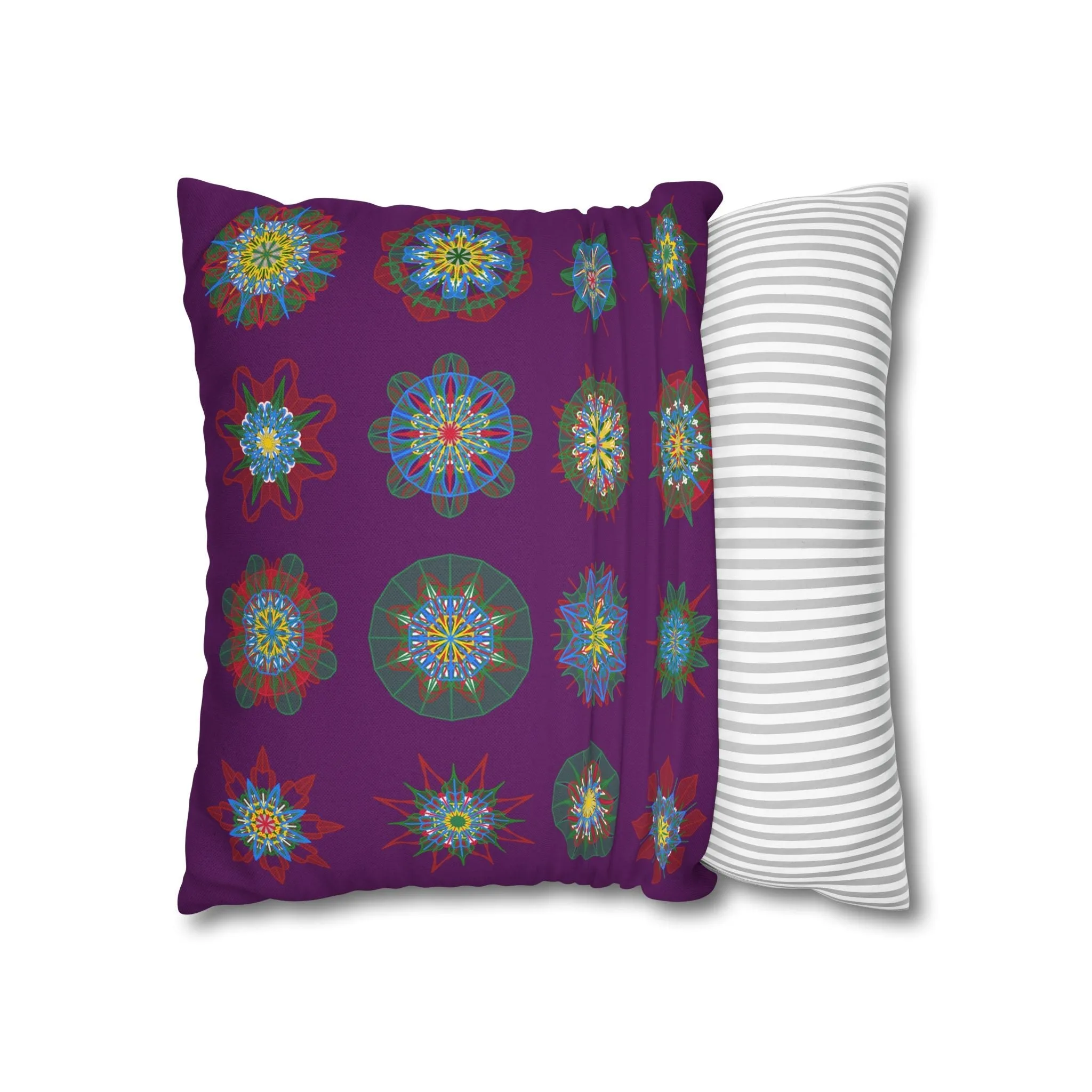 Hand-drawn Mandala Design Pillowcase - Dark Purple