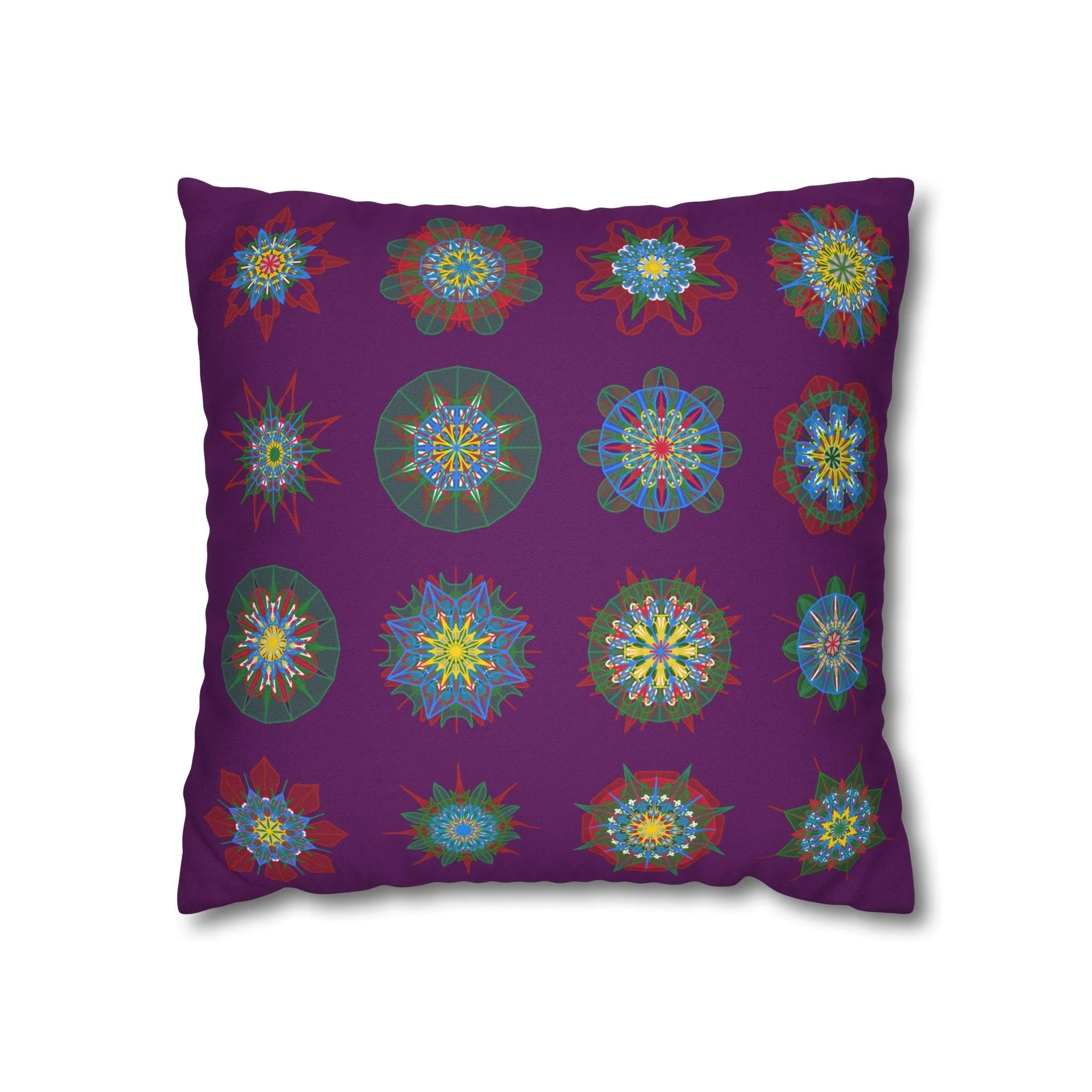 Hand-drawn Mandala Design Pillowcase - Dark Purple