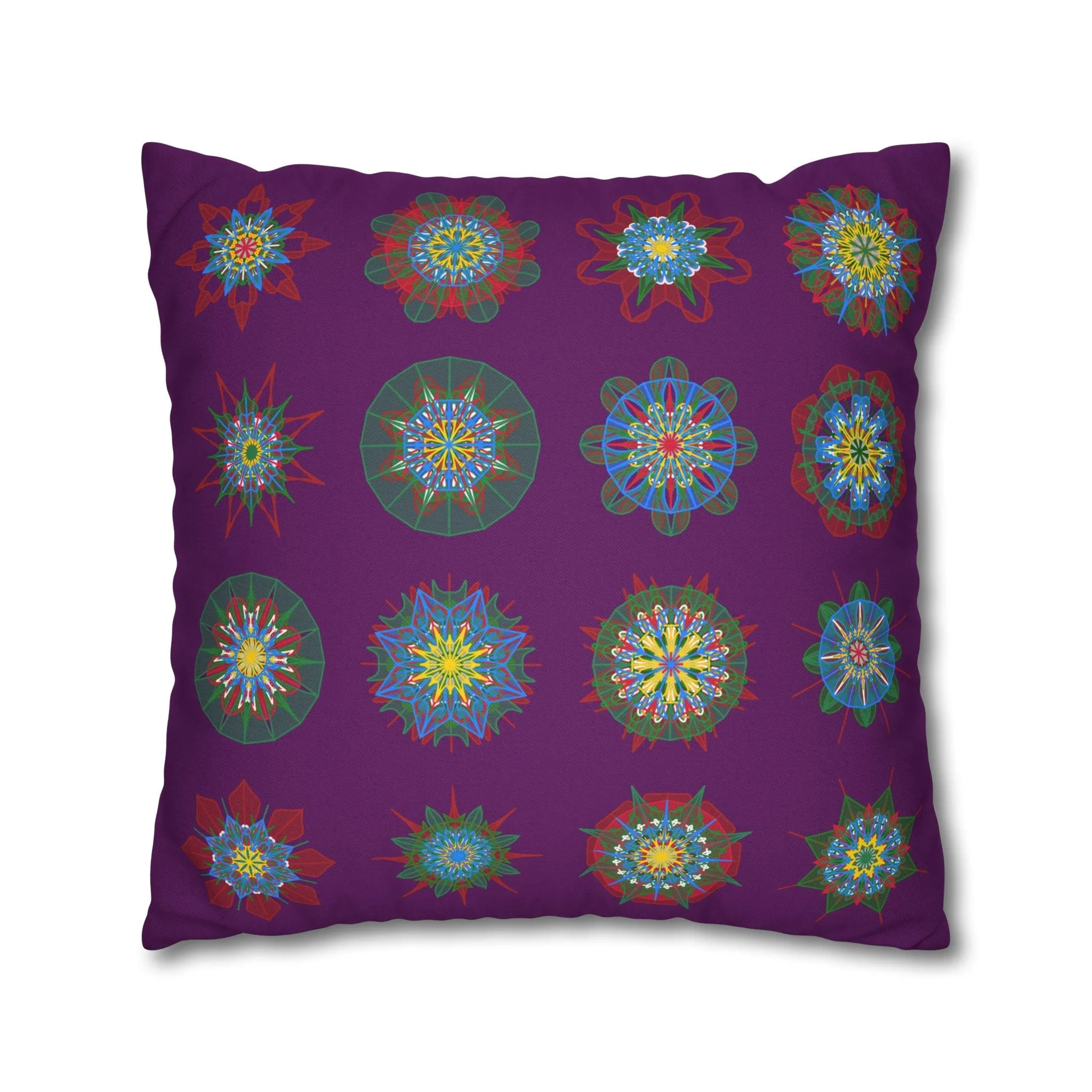 Hand-drawn Mandala Design Pillowcase - Dark Purple