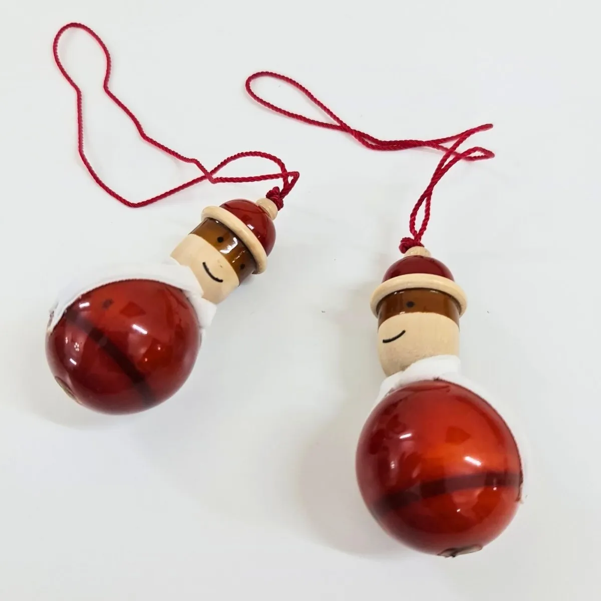 Handmade All Natural Wooden Santa Christmas Ornaments(Set of 2)