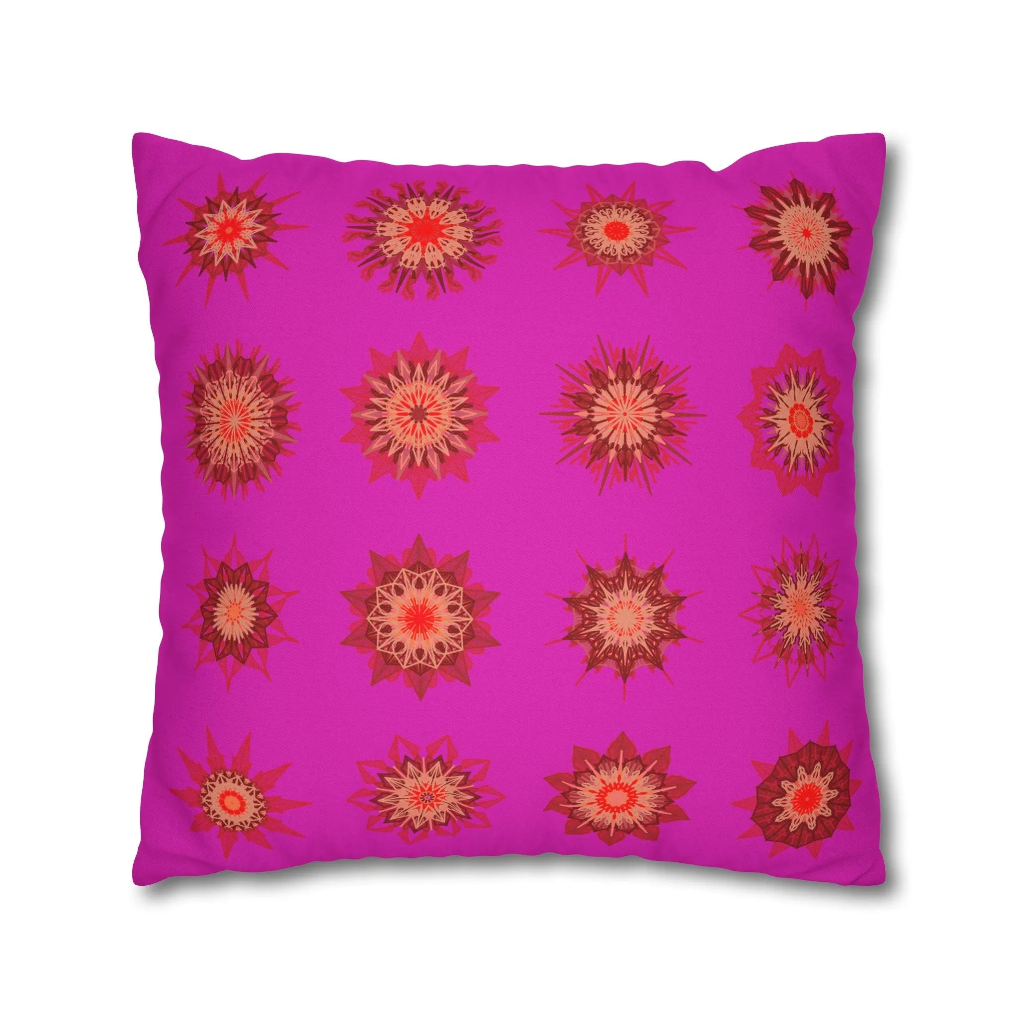 Handmade Mandala Design Christmas Pillowcase - Vibrant Fuchsia