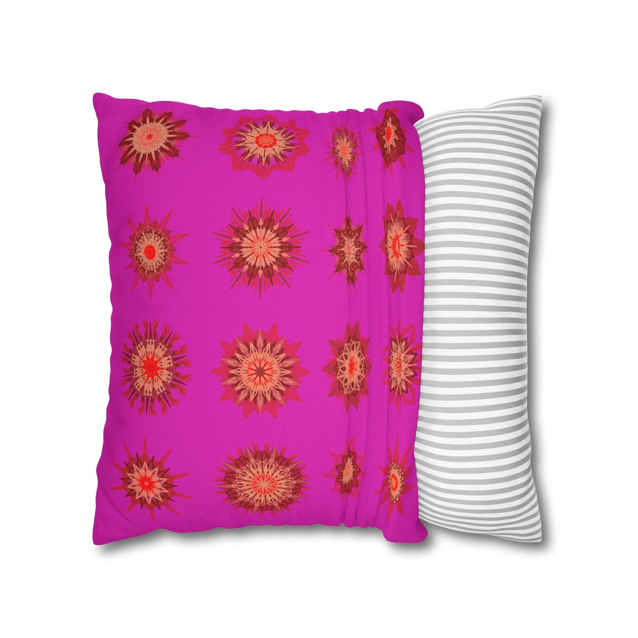 Handmade Mandala Design Christmas Pillowcase - Vibrant Fuchsia