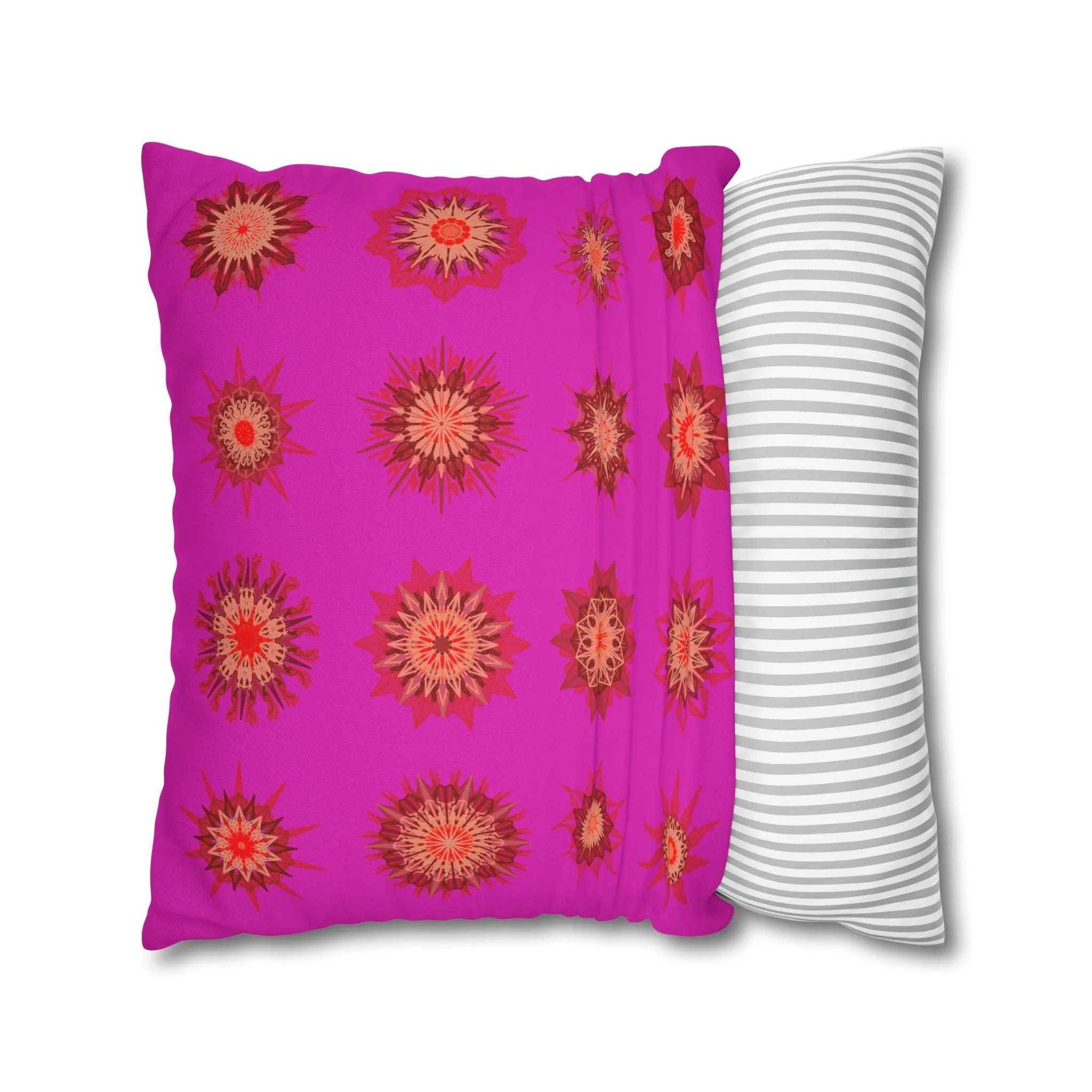 Handmade Mandala Design Christmas Pillowcase - Vibrant Fuchsia