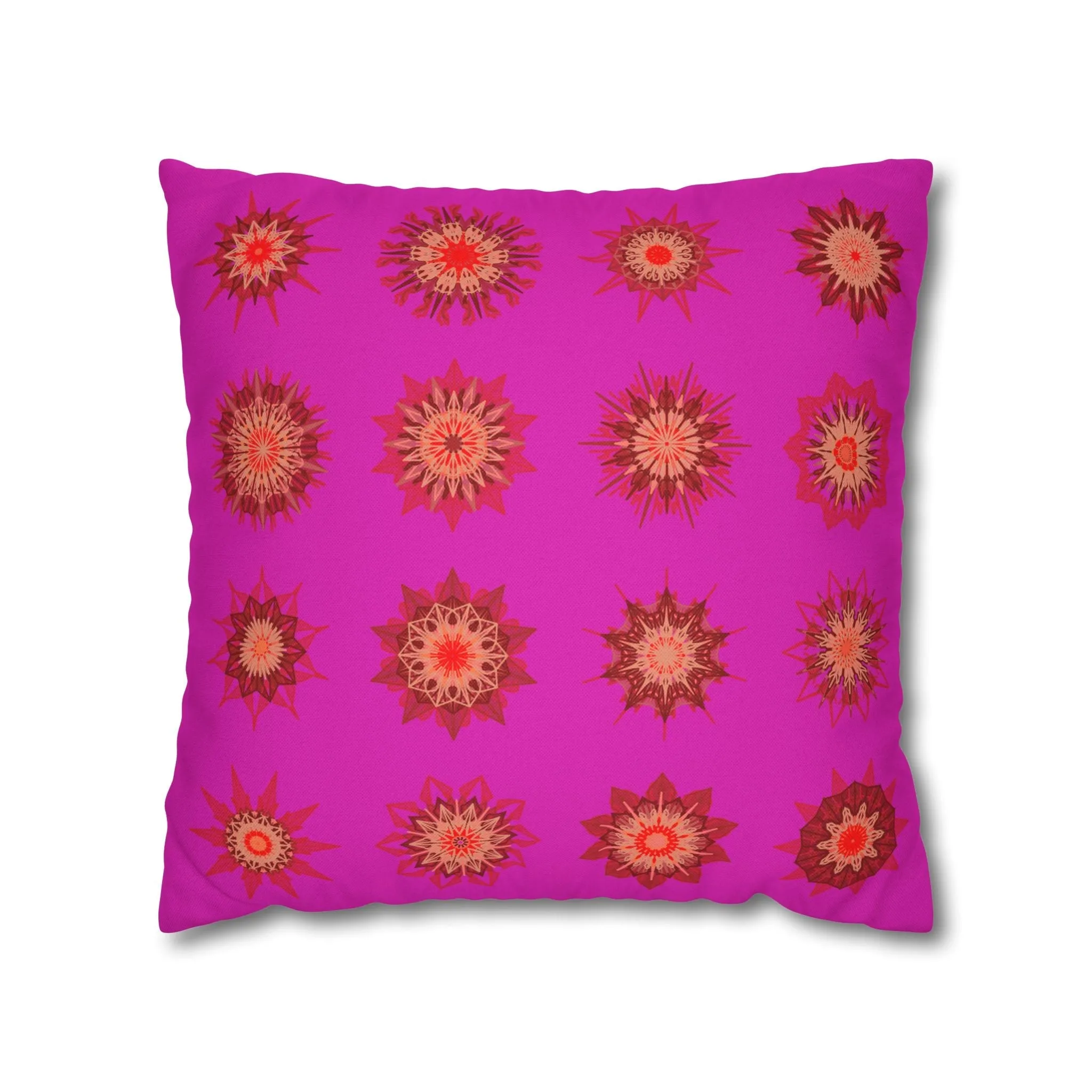 Handmade Mandala Design Christmas Pillowcase - Vibrant Fuchsia