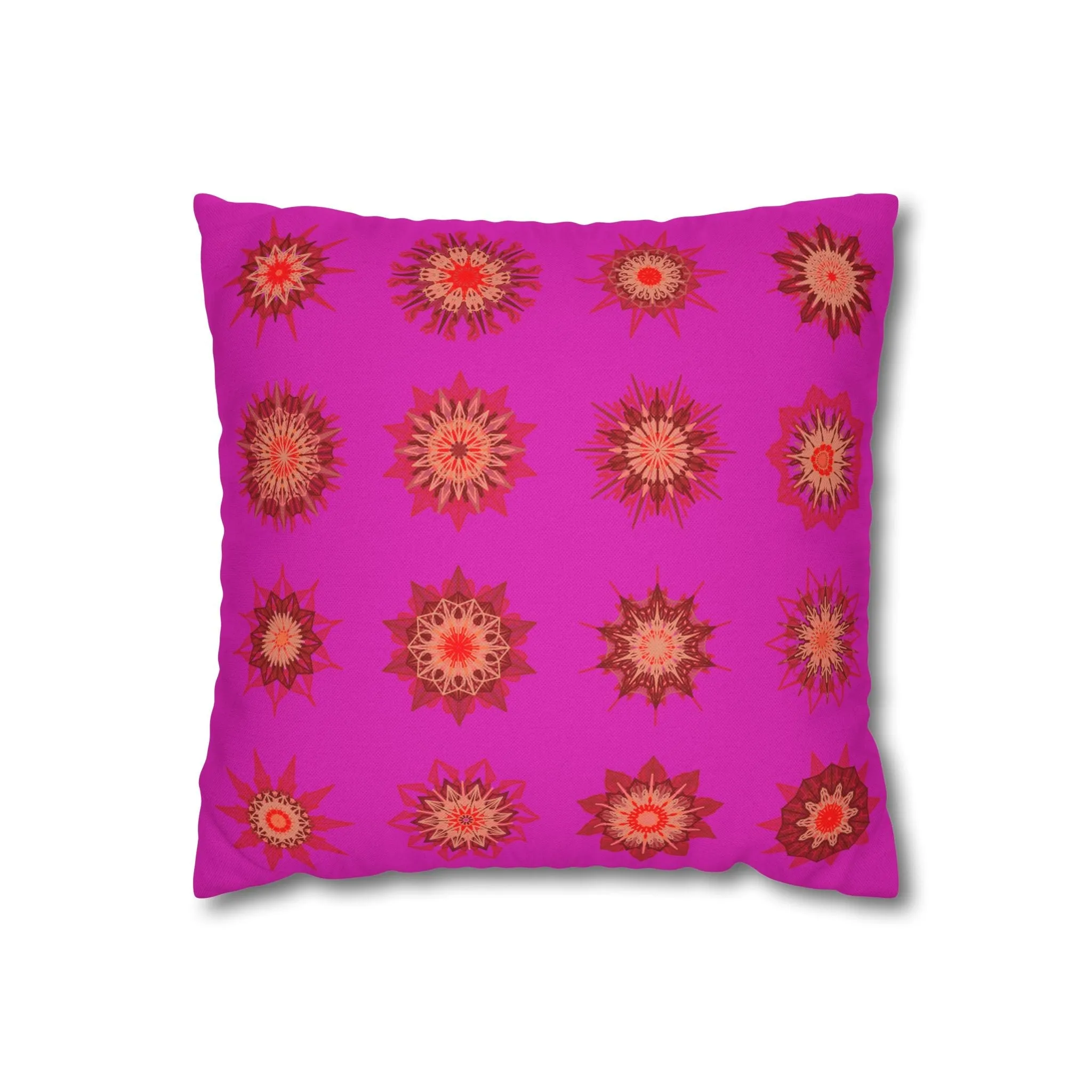 Handmade Mandala Design Christmas Pillowcase - Vibrant Fuchsia