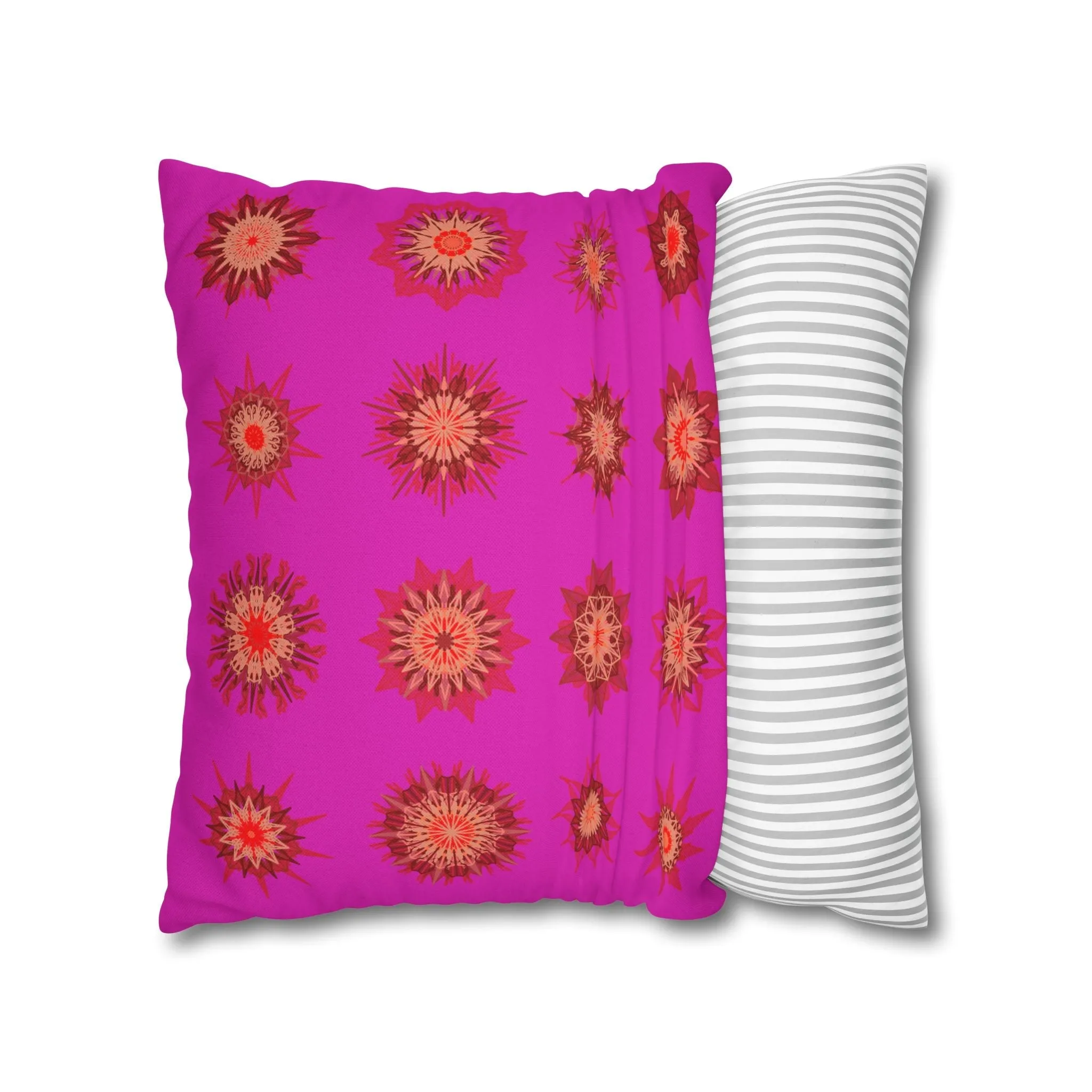 Handmade Mandala Design Christmas Pillowcase - Vibrant Fuchsia