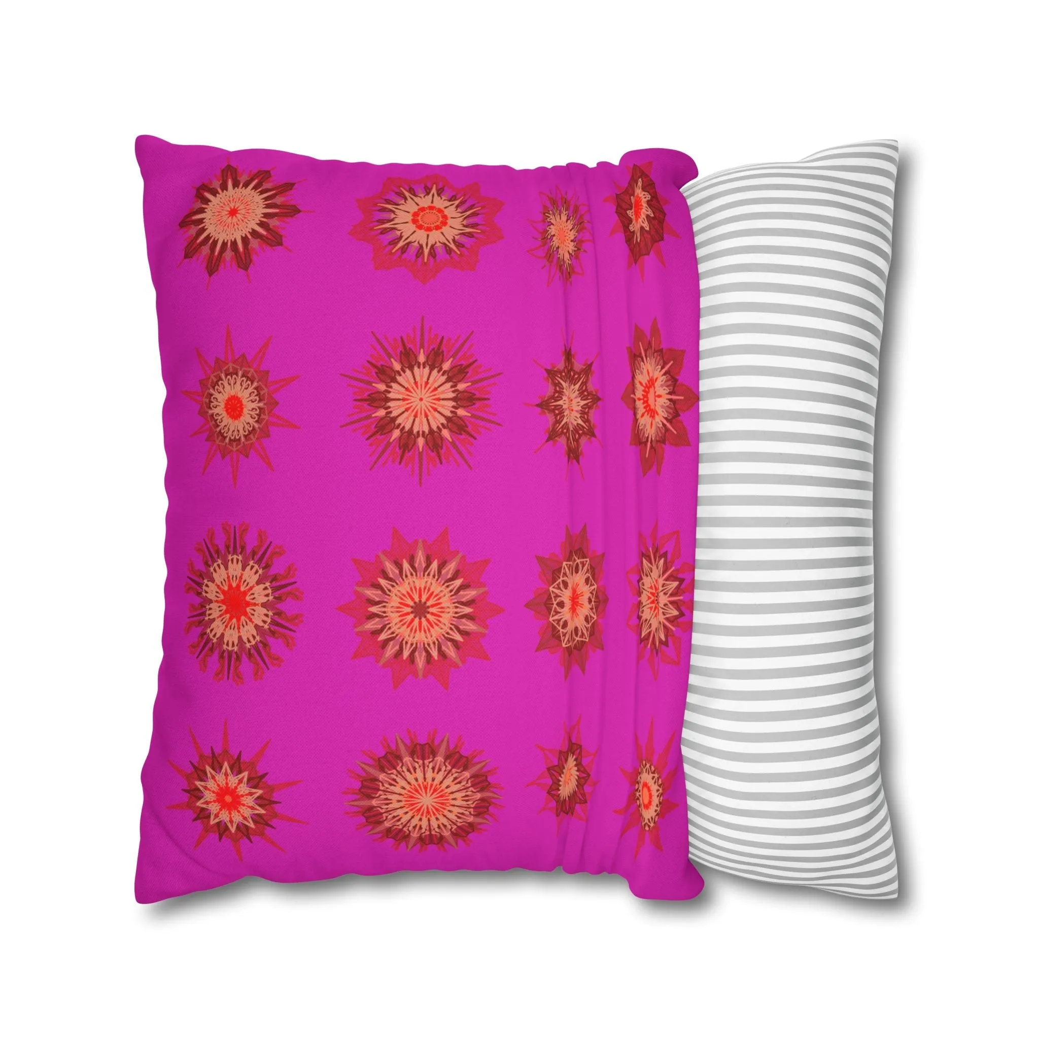 Handmade Mandala Design Christmas Pillowcase - Vibrant Fuchsia