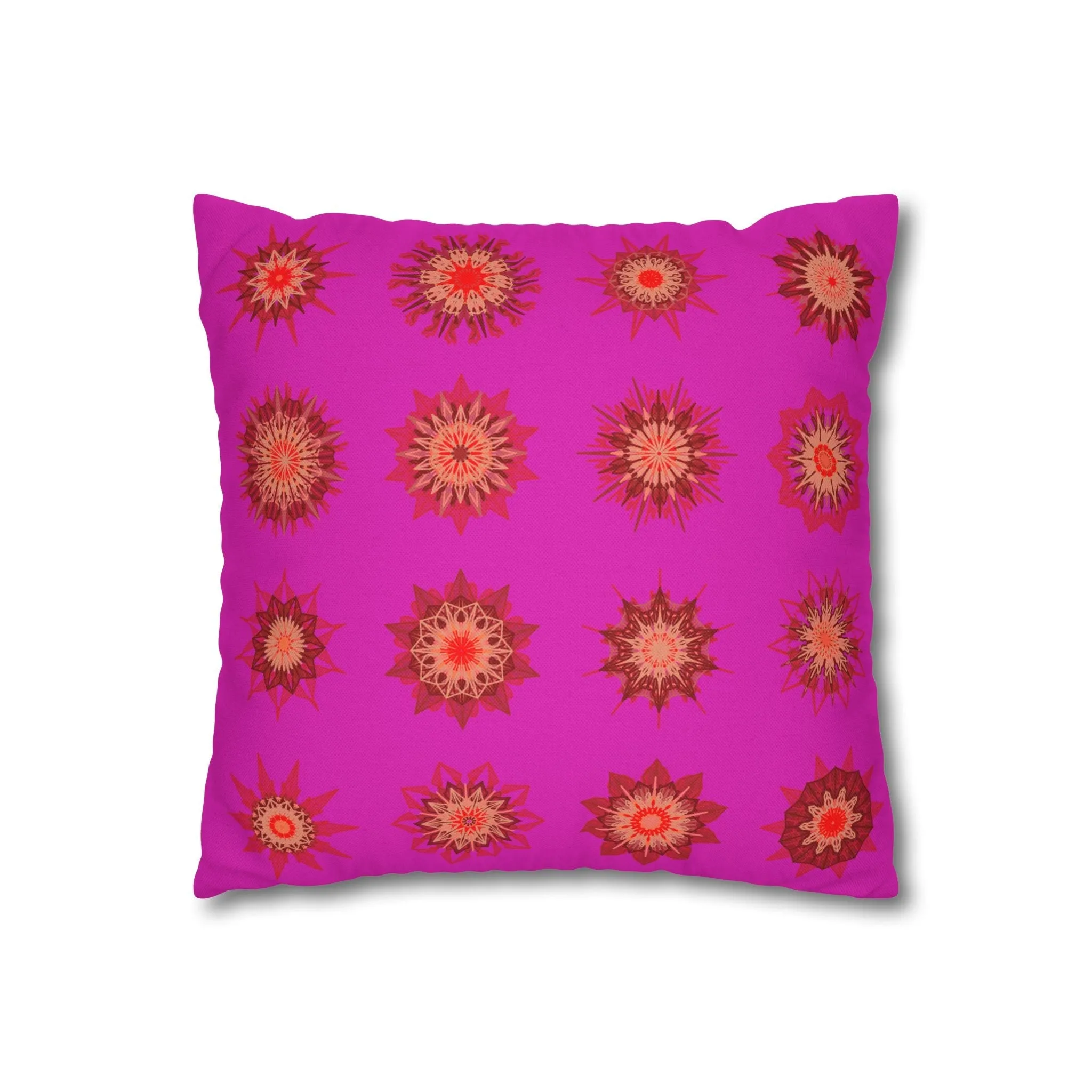 Handmade Mandala Design Christmas Pillowcase - Vibrant Fuchsia