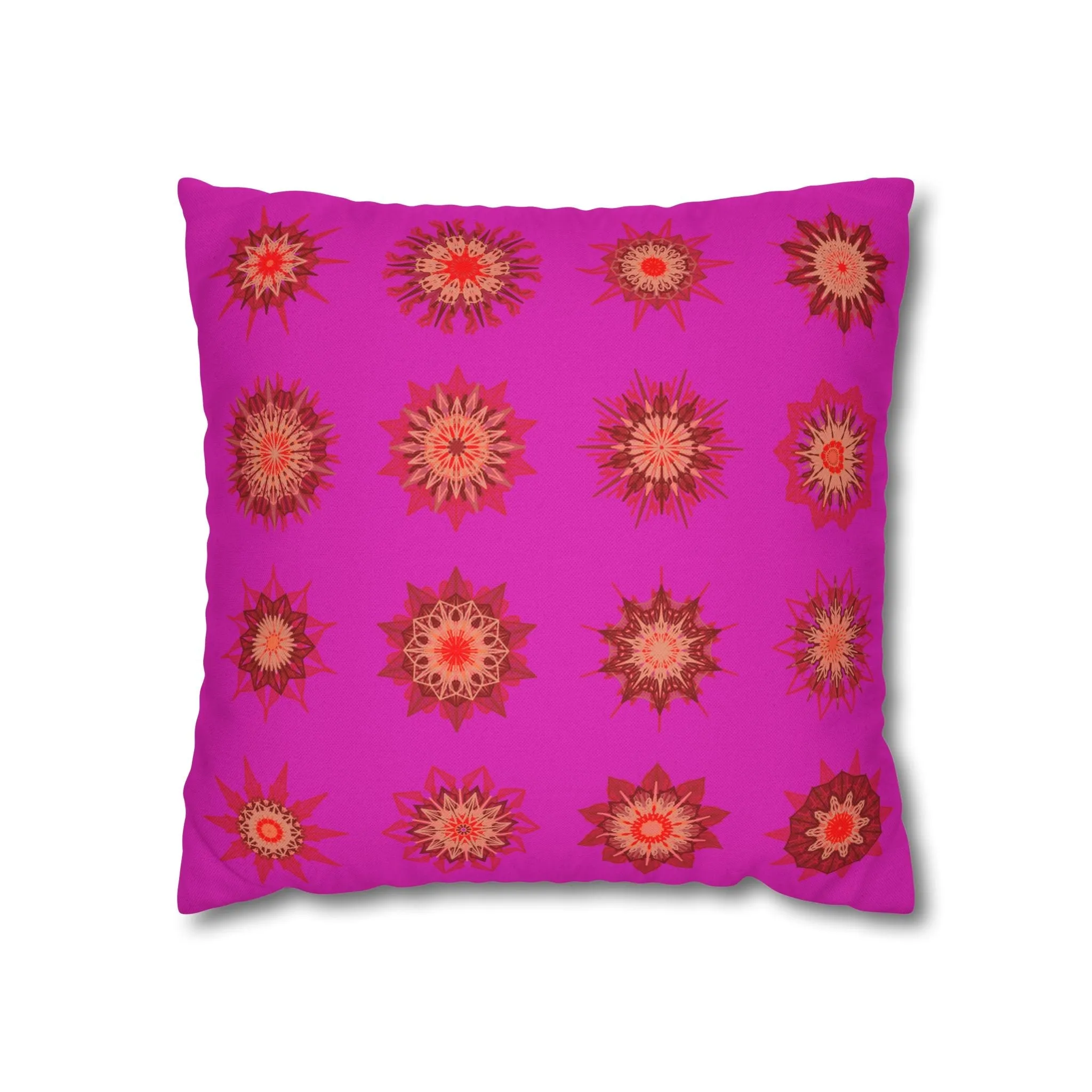 Handmade Mandala Design Christmas Pillowcase - Vibrant Fuchsia