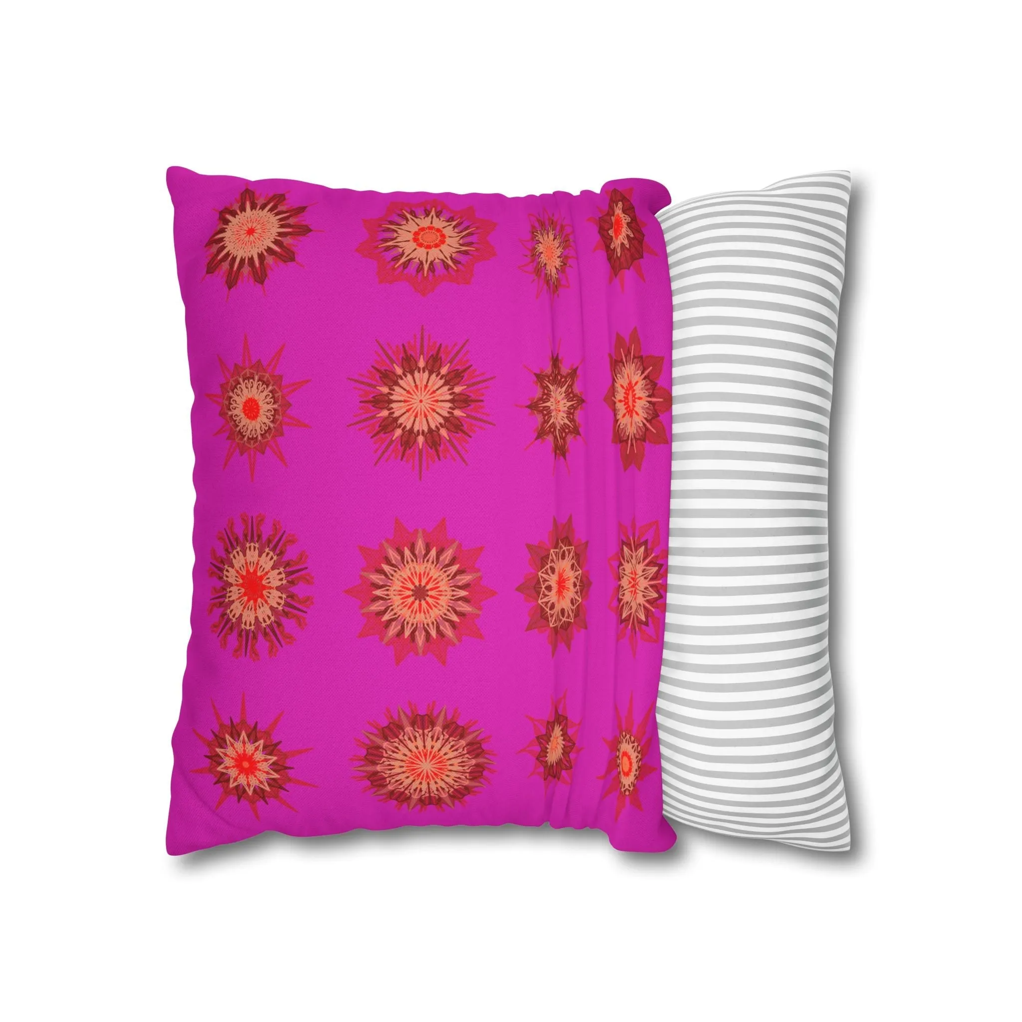 Handmade Mandala Design Christmas Pillowcase - Vibrant Fuchsia