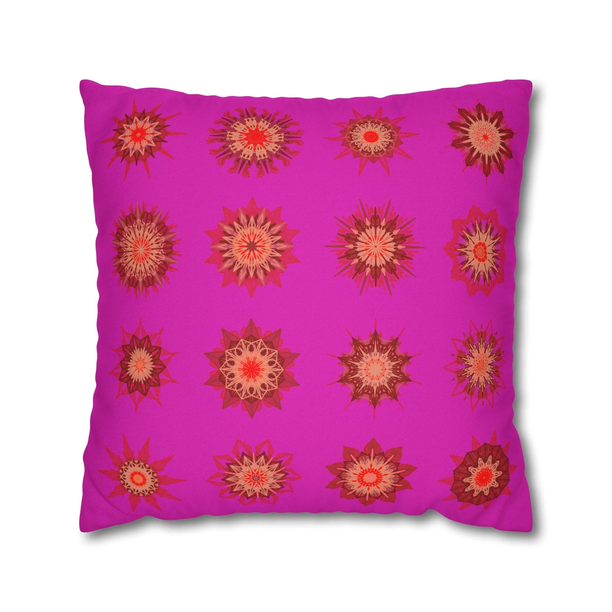 Handmade Mandala Design Christmas Pillowcase - Vibrant Fuchsia