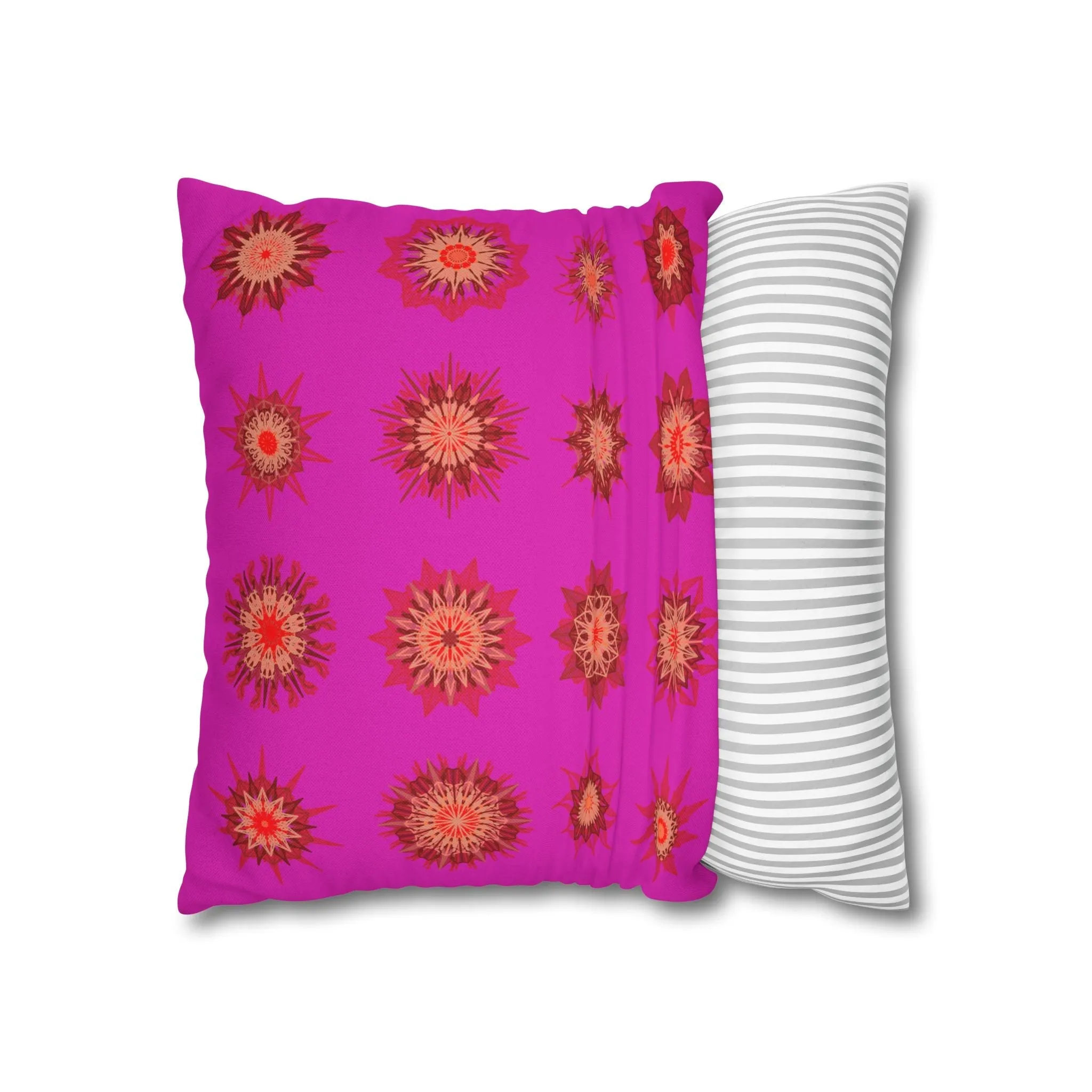 Handmade Mandala Design Christmas Pillowcase - Vibrant Fuchsia