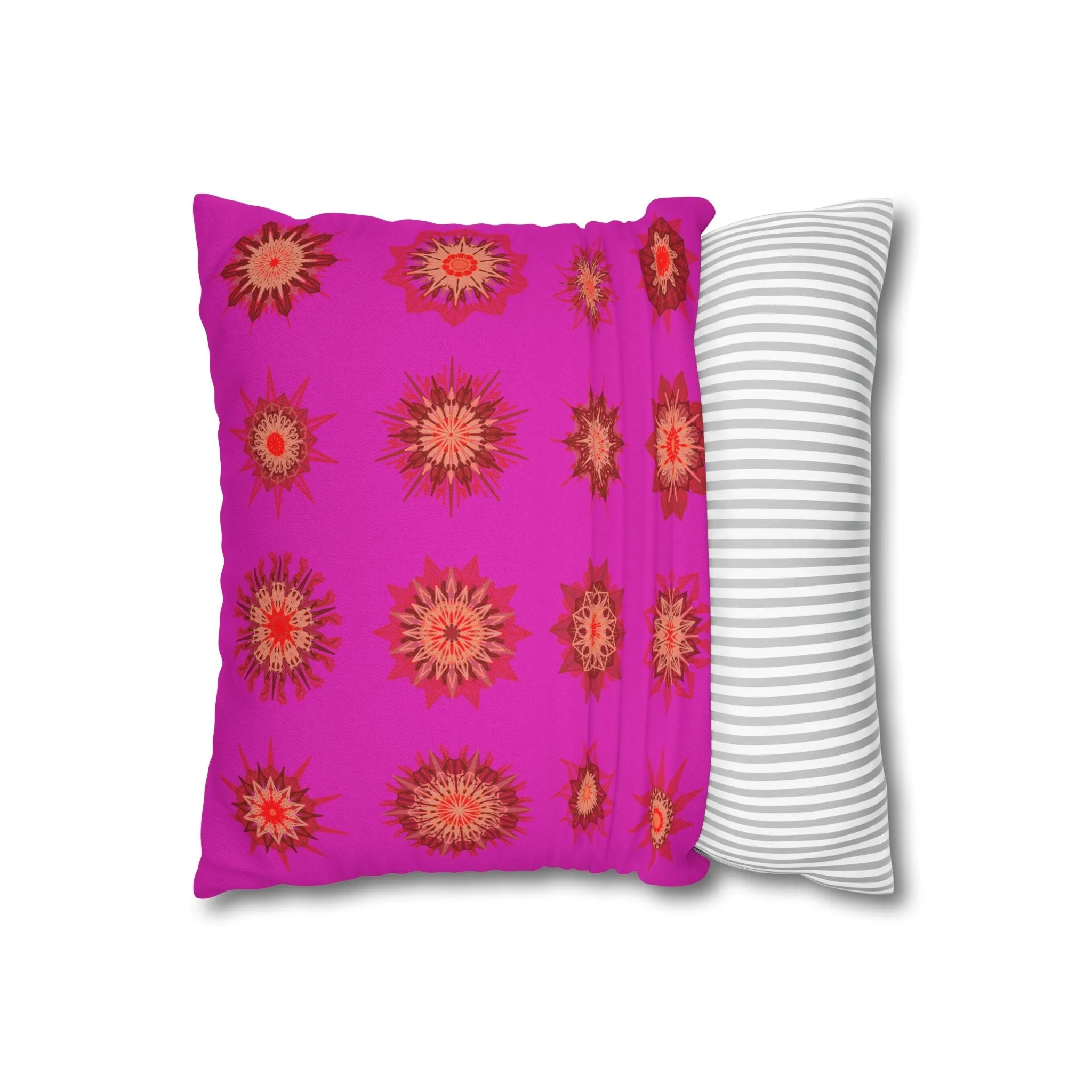 Handmade Mandala Design Christmas Pillowcase - Vibrant Fuchsia