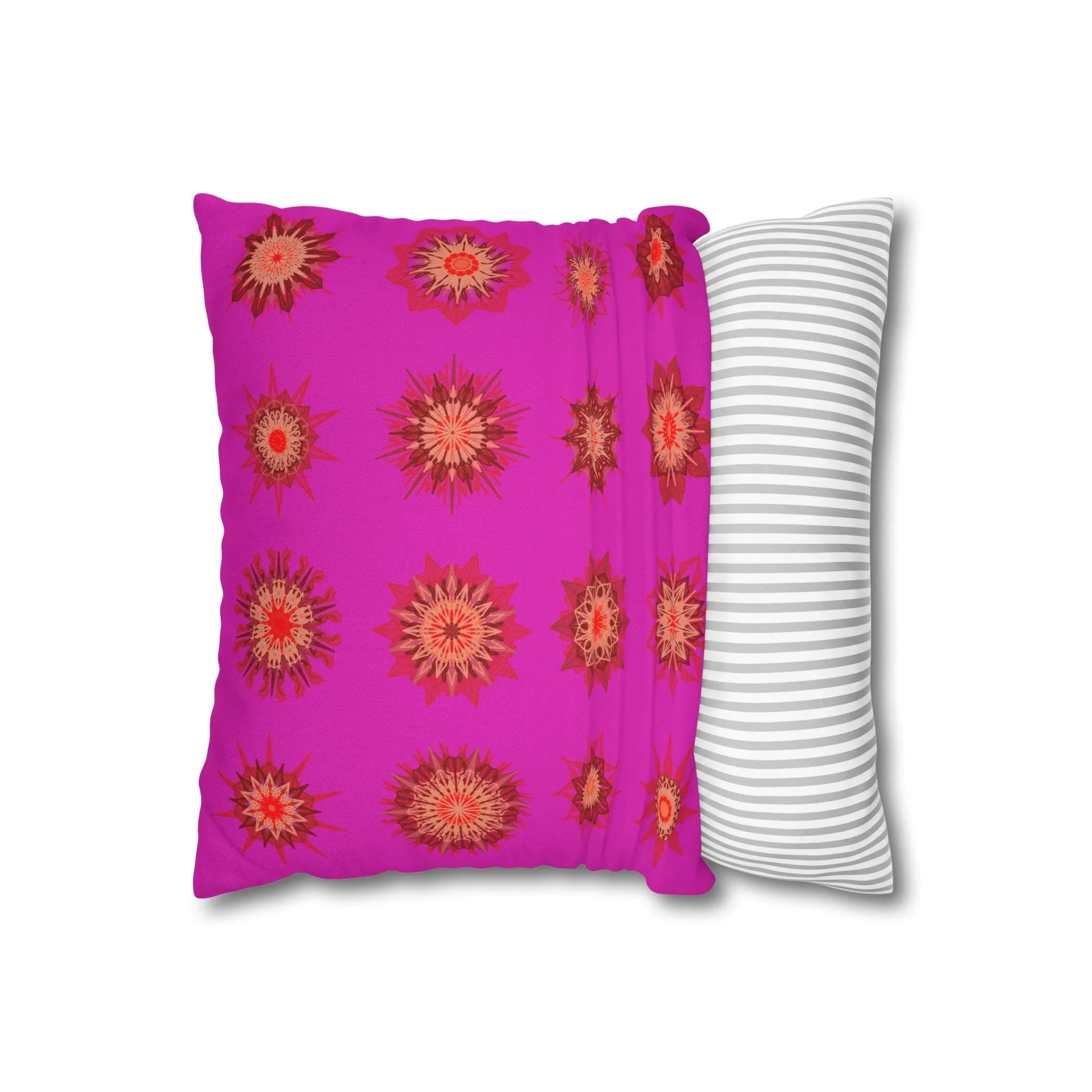 Handmade Mandala Design Christmas Pillowcase - Vibrant Fuchsia