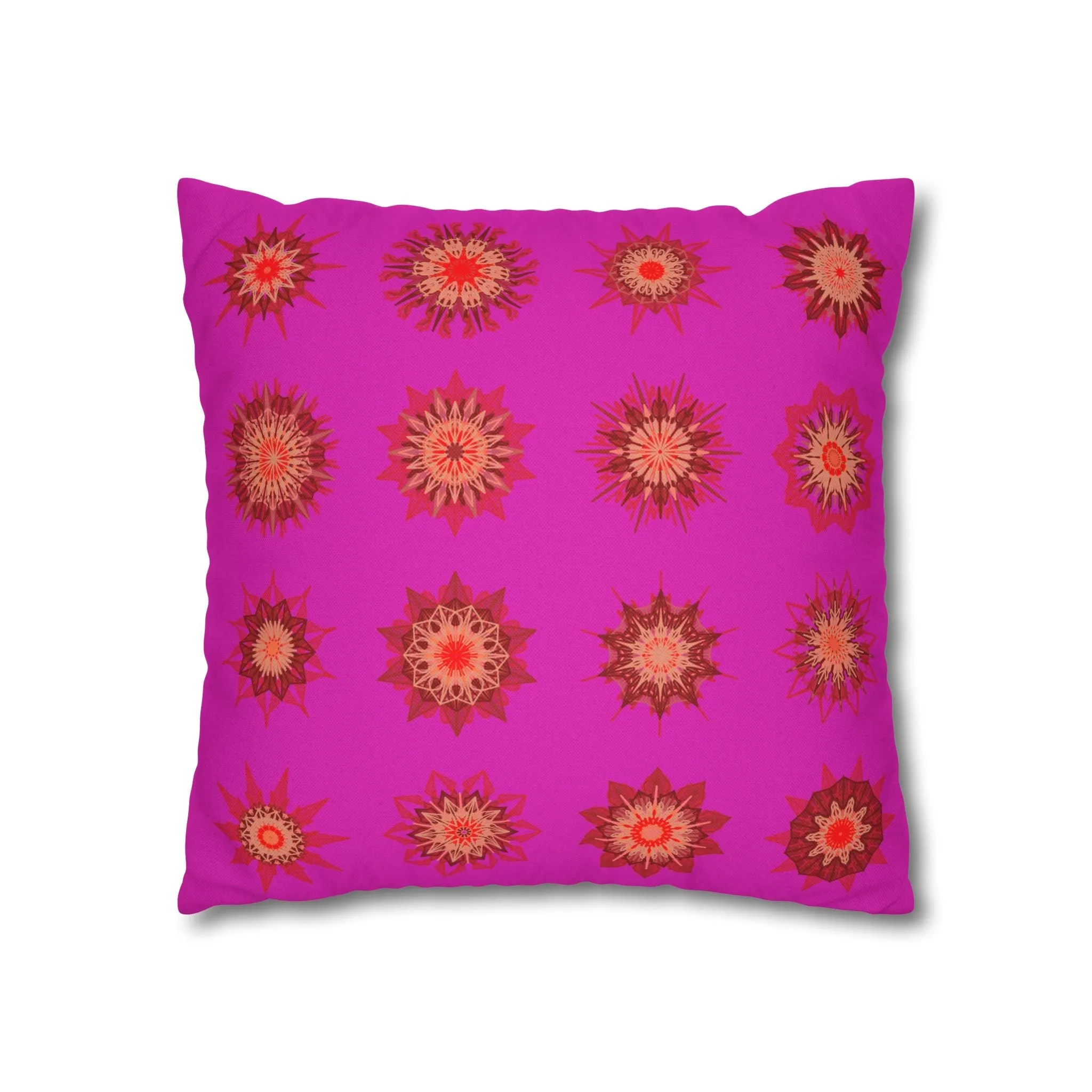 Handmade Mandala Design Christmas Pillowcase - Vibrant Fuchsia