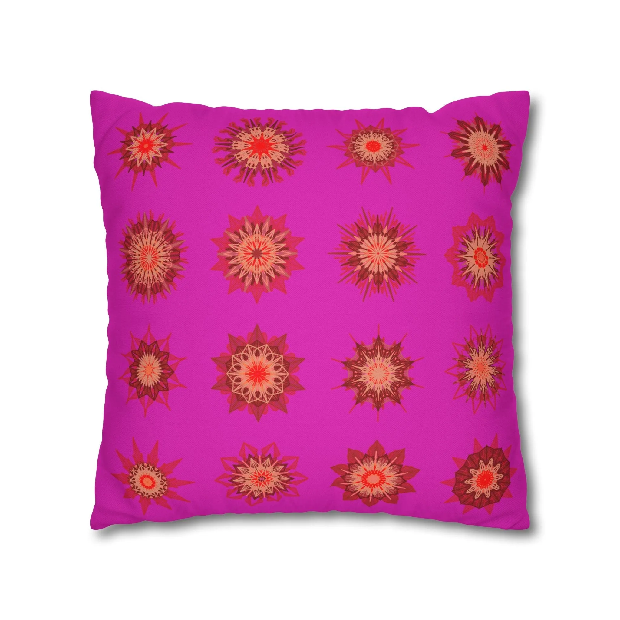 Handmade Mandala Design Christmas Pillowcase - Vibrant Fuchsia