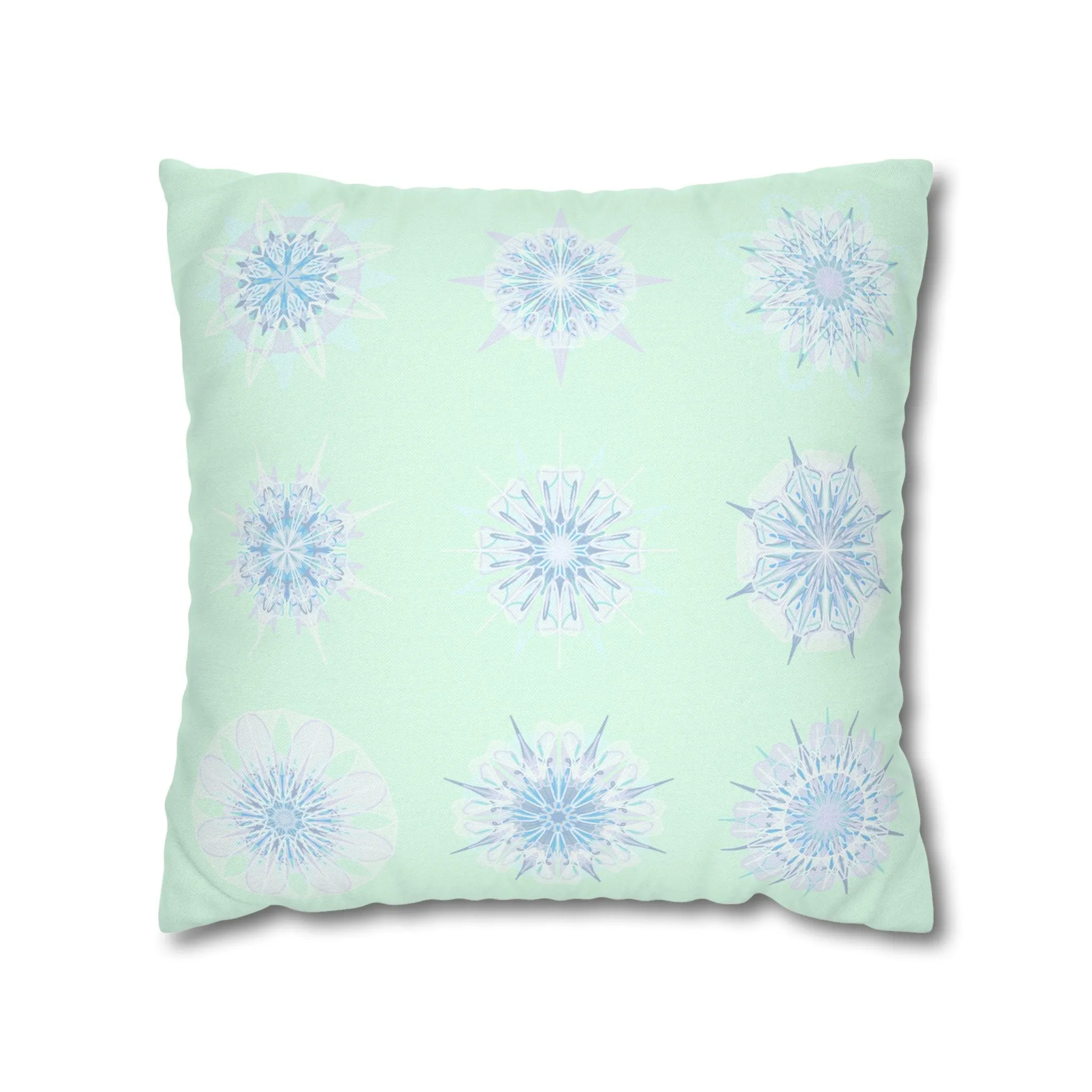 Handmade Mandala Snowflakes Pillowcase - Original Art