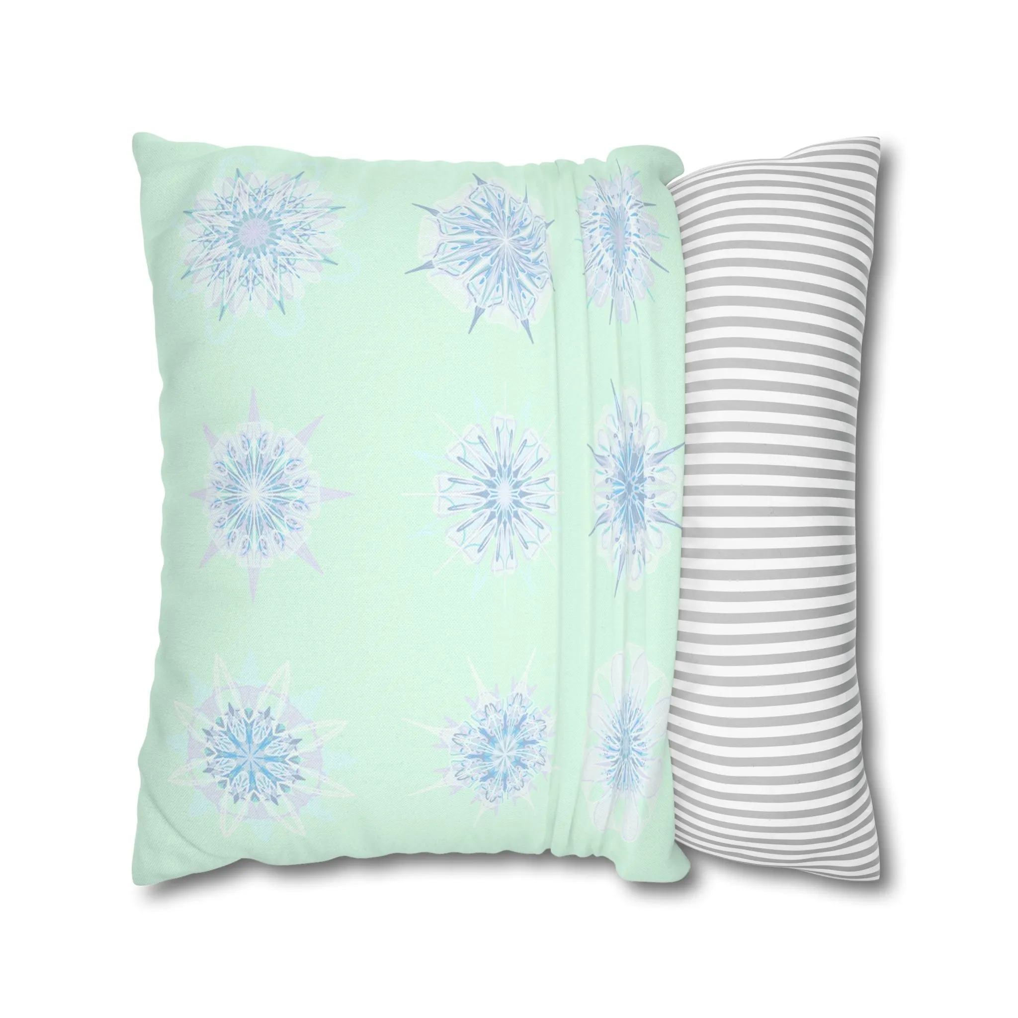 Handmade Mandala Snowflakes Pillowcase - Original Art