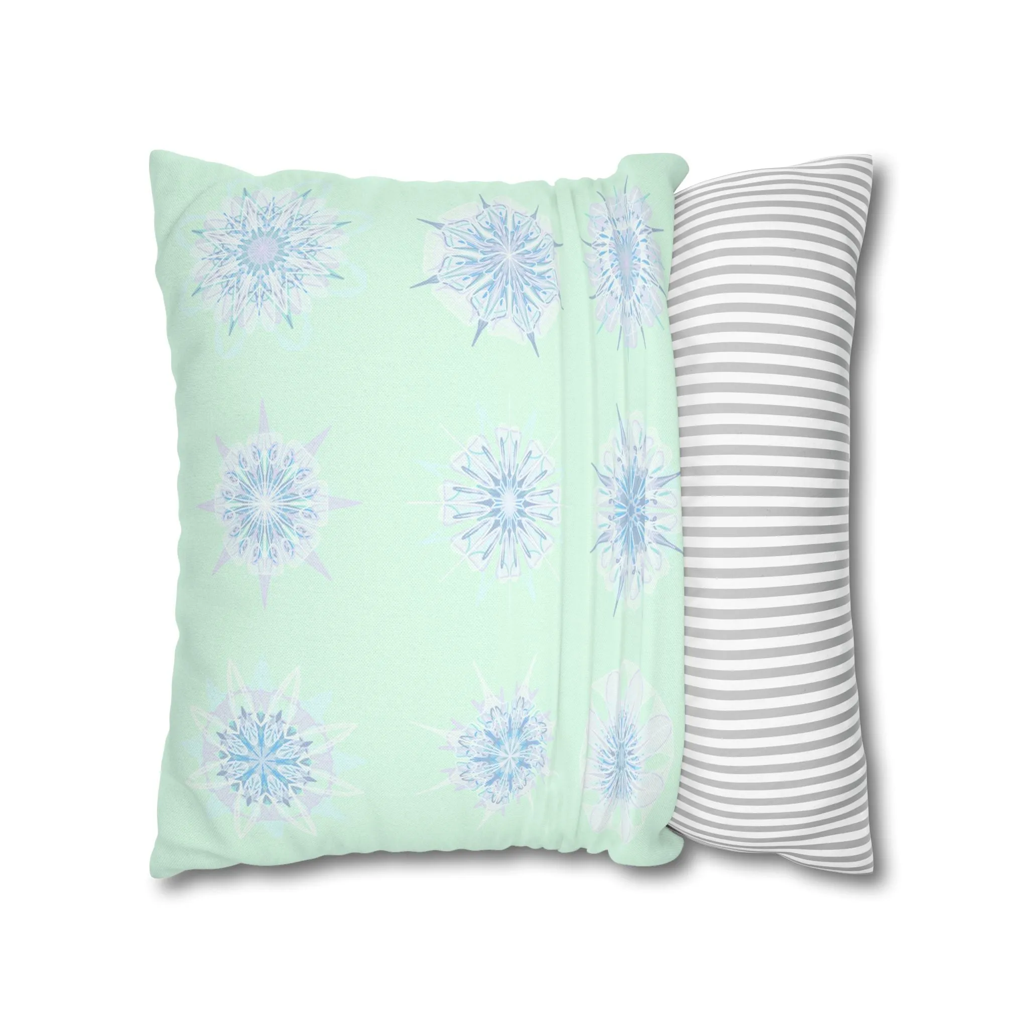 Handmade Mandala Snowflakes Pillowcase - Original Art