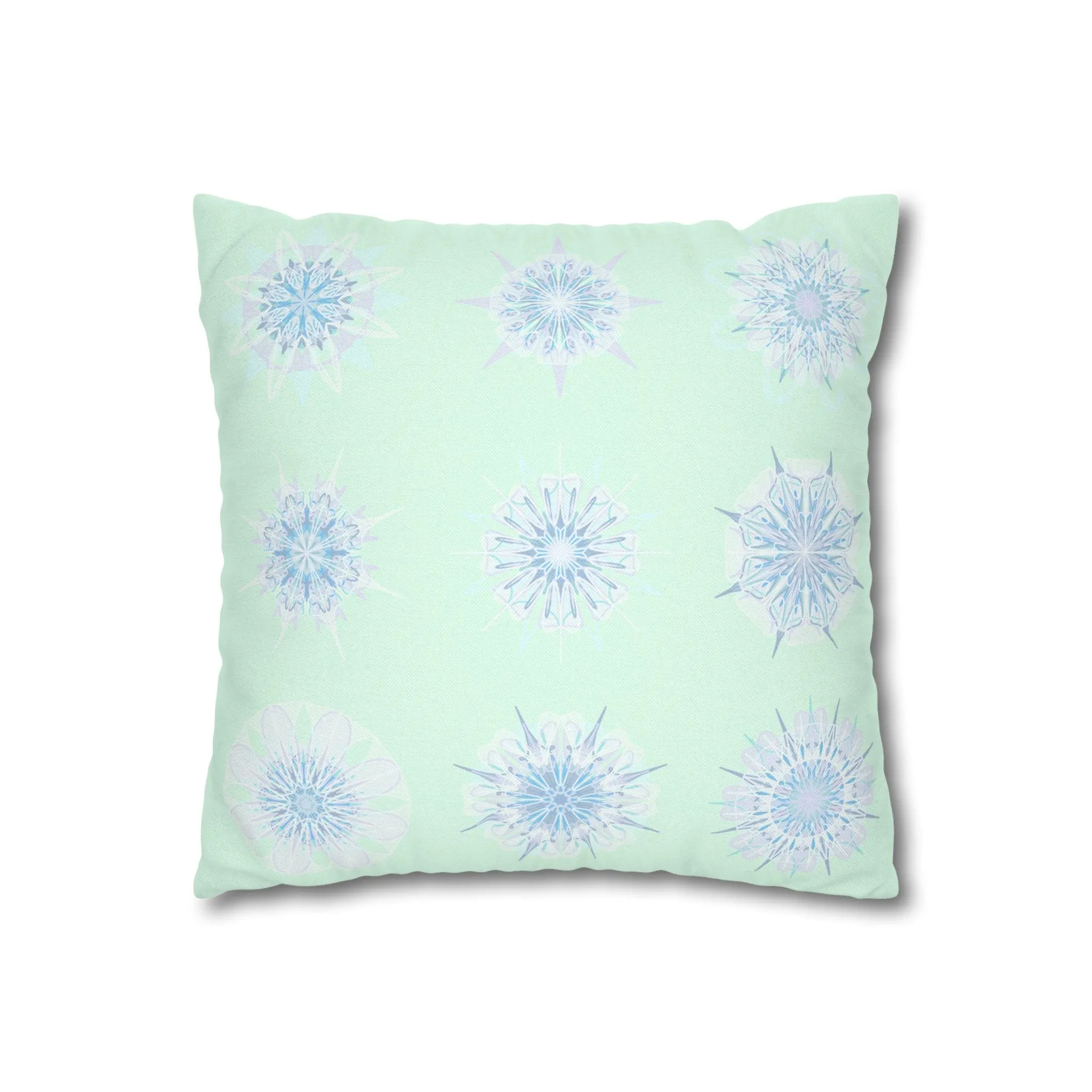 Handmade Mandala Snowflakes Pillowcase - Original Art