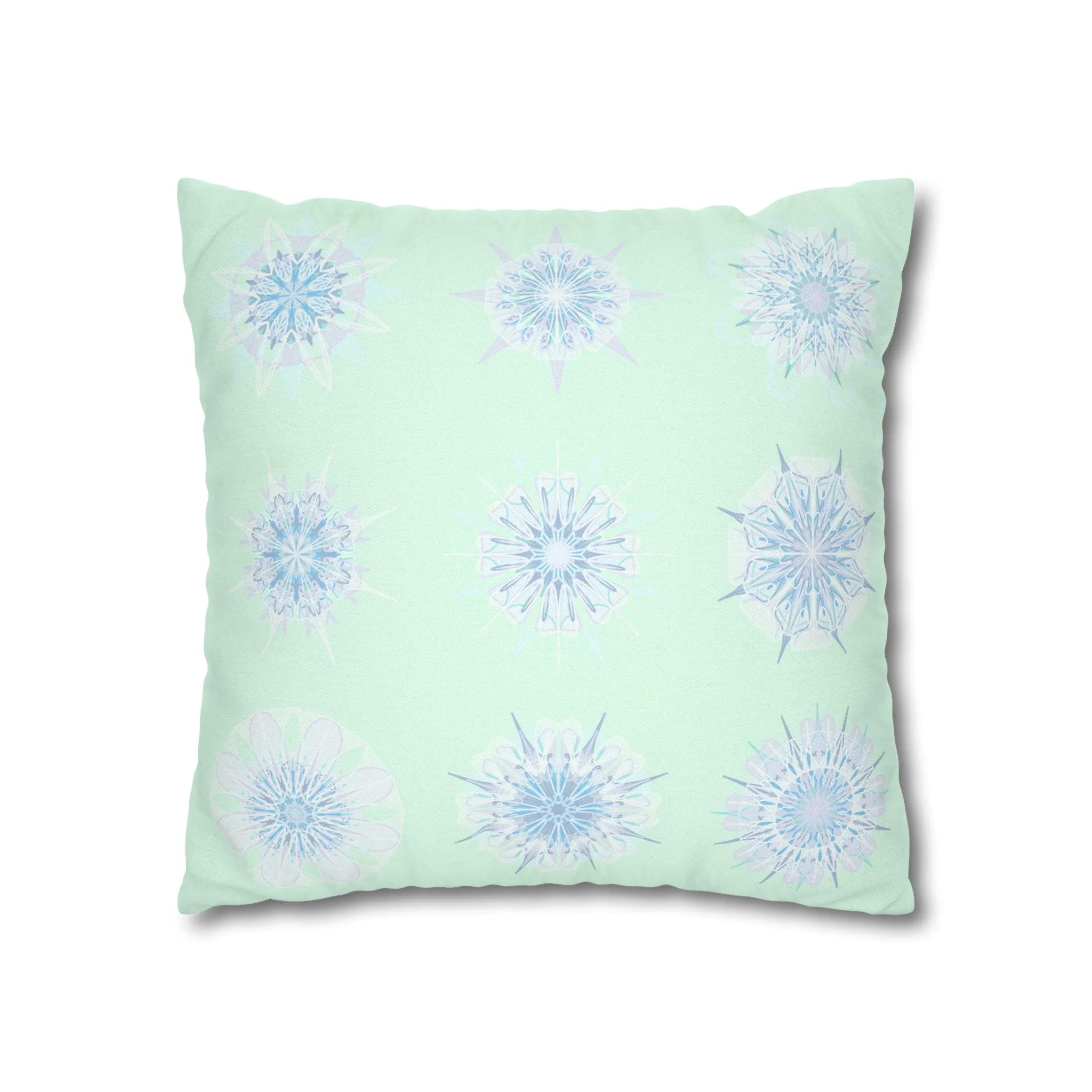 Handmade Mandala Snowflakes Pillowcase - Original Art