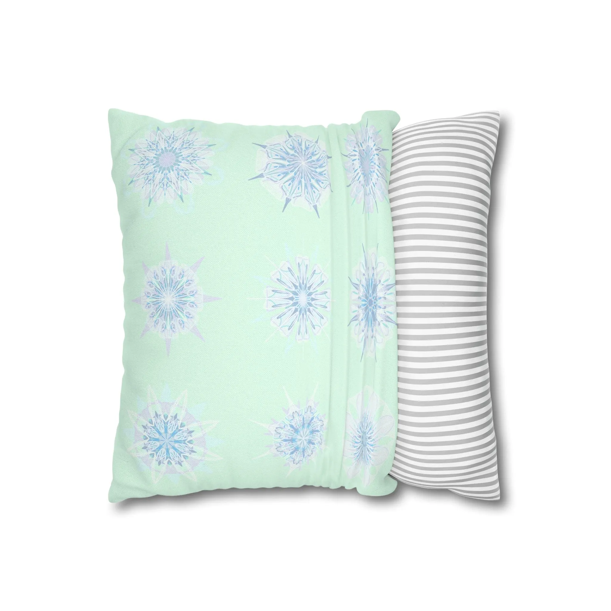 Handmade Mandala Snowflakes Pillowcase - Original Art