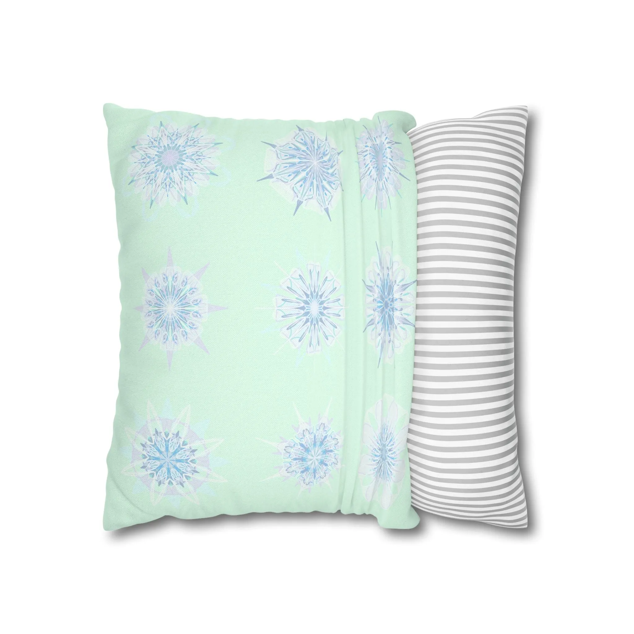 Handmade Mandala Snowflakes Pillowcase - Original Art