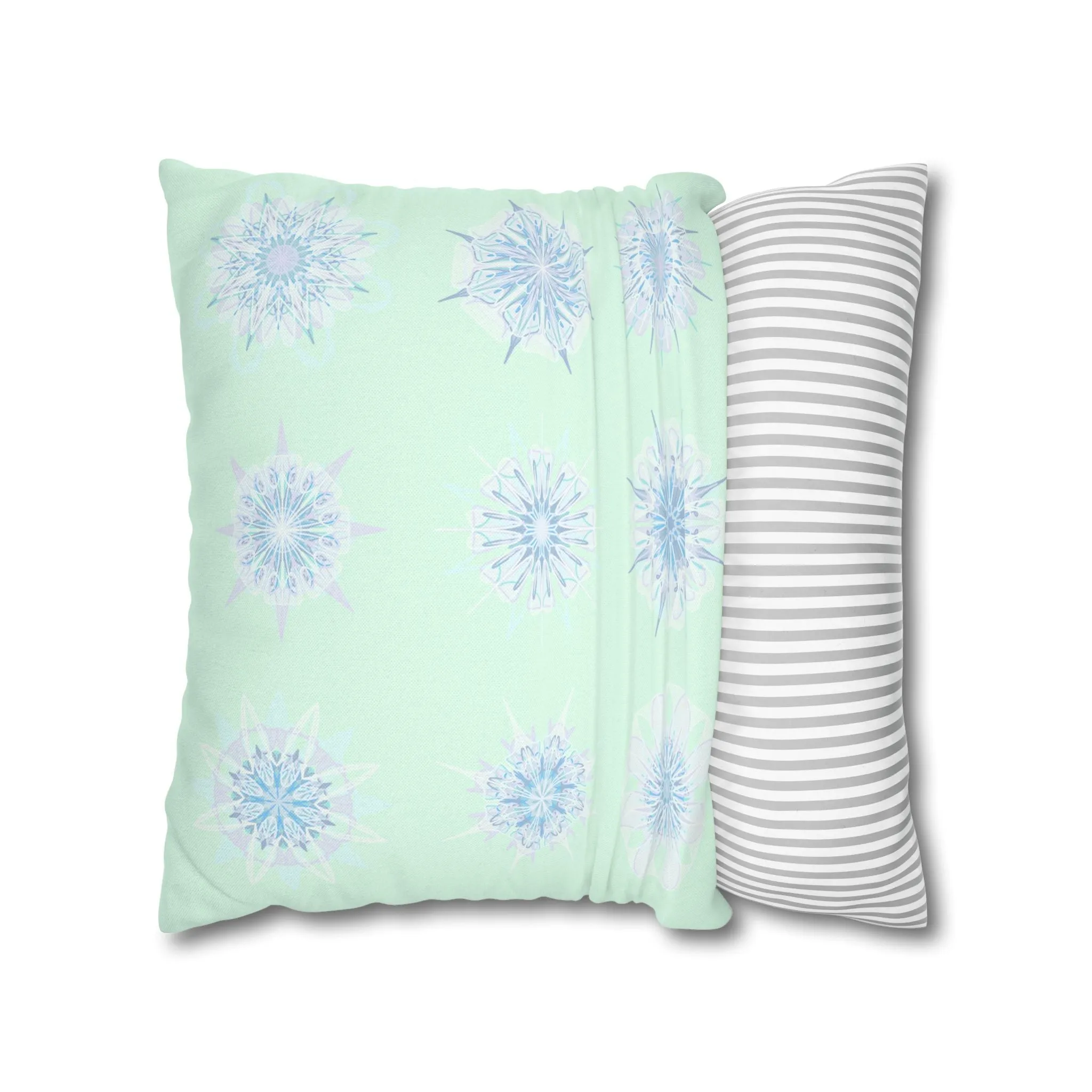 Handmade Mandala Snowflakes Pillowcase - Original Art