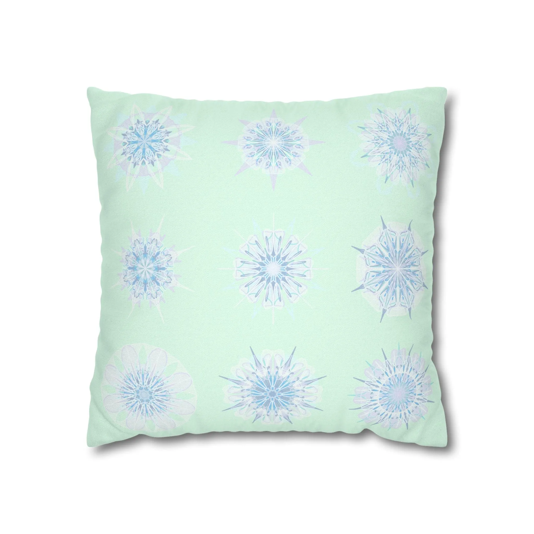 Handmade Mandala Snowflakes Pillowcase - Original Art