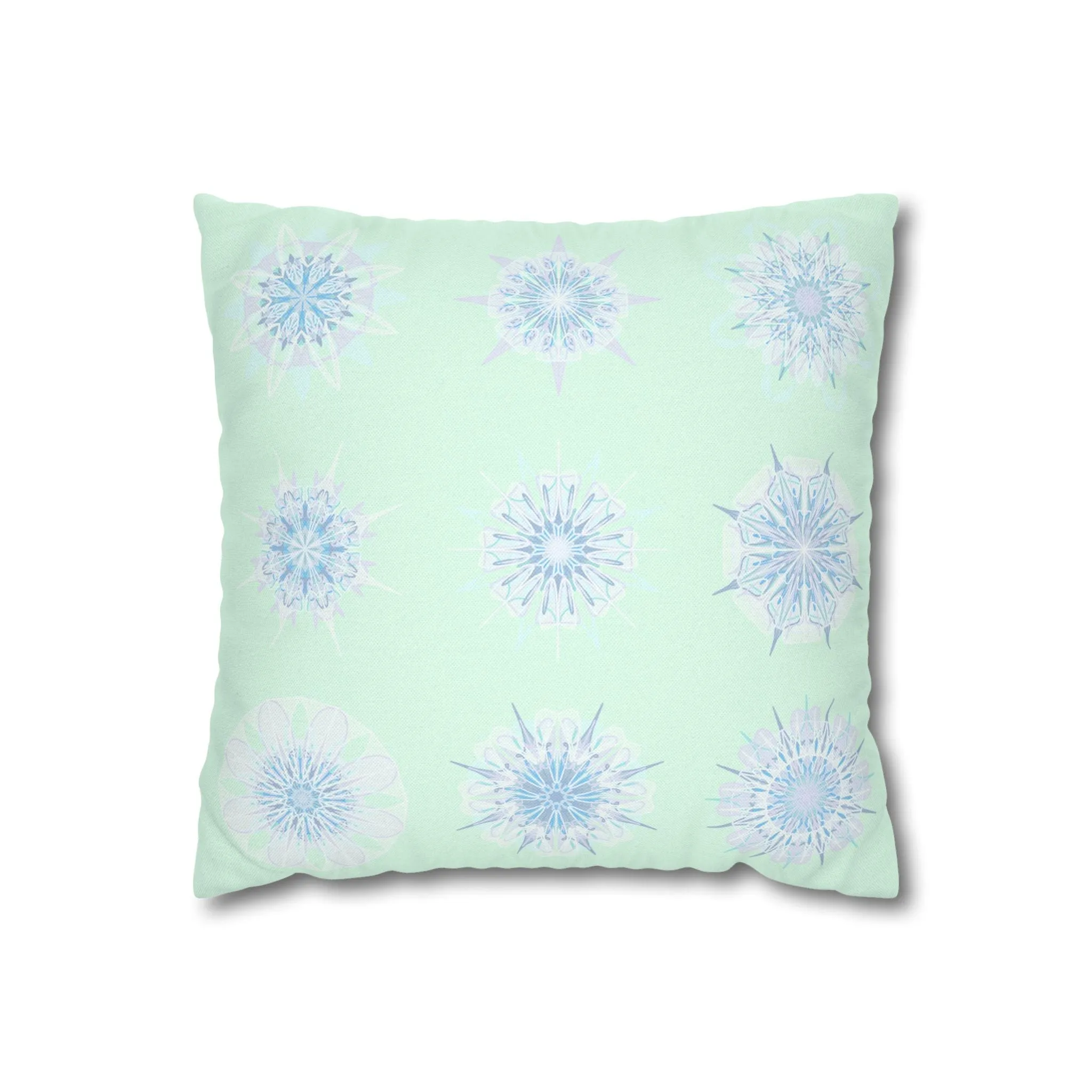 Handmade Mandala Snowflakes Pillowcase - Original Art