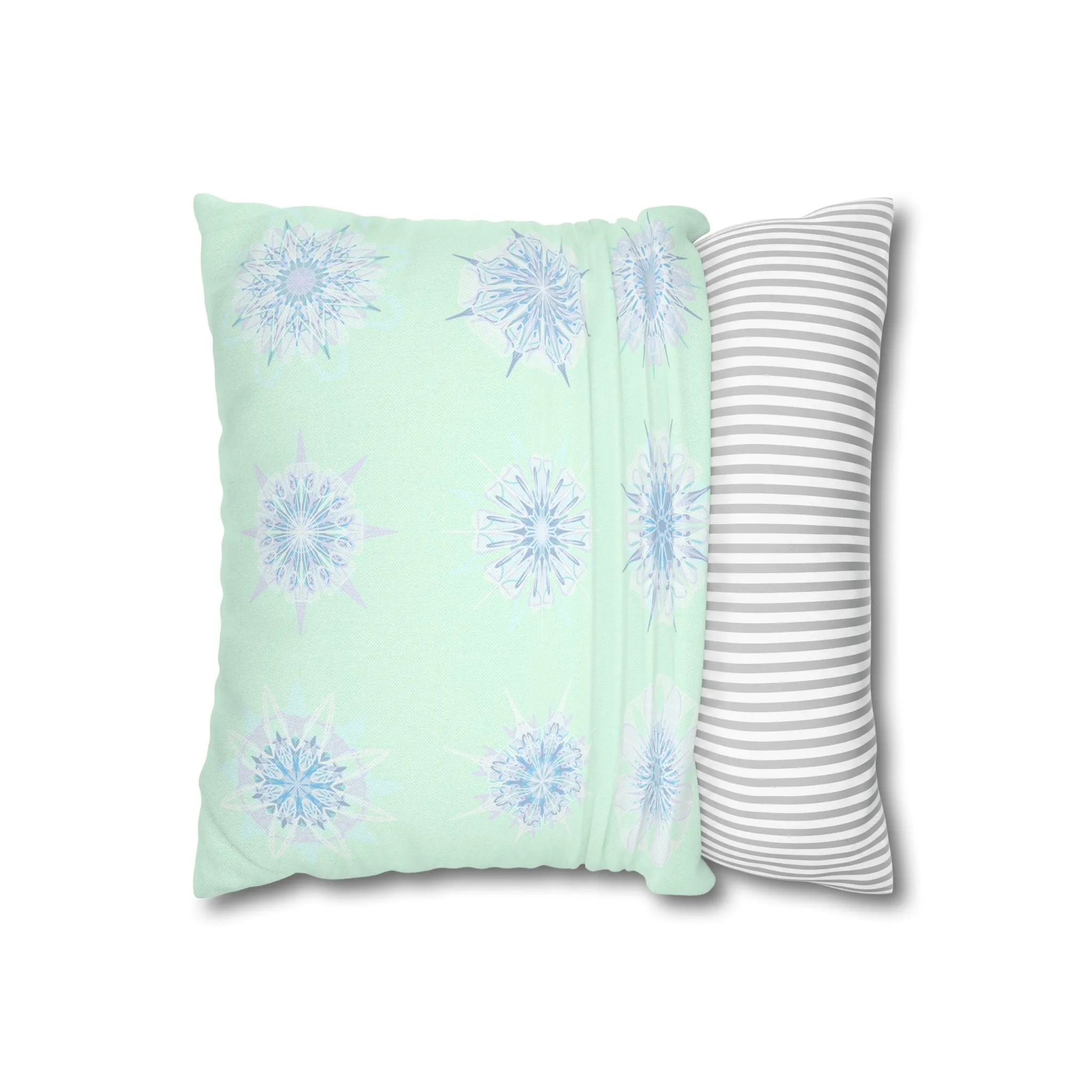 Handmade Mandala Snowflakes Pillowcase - Original Art