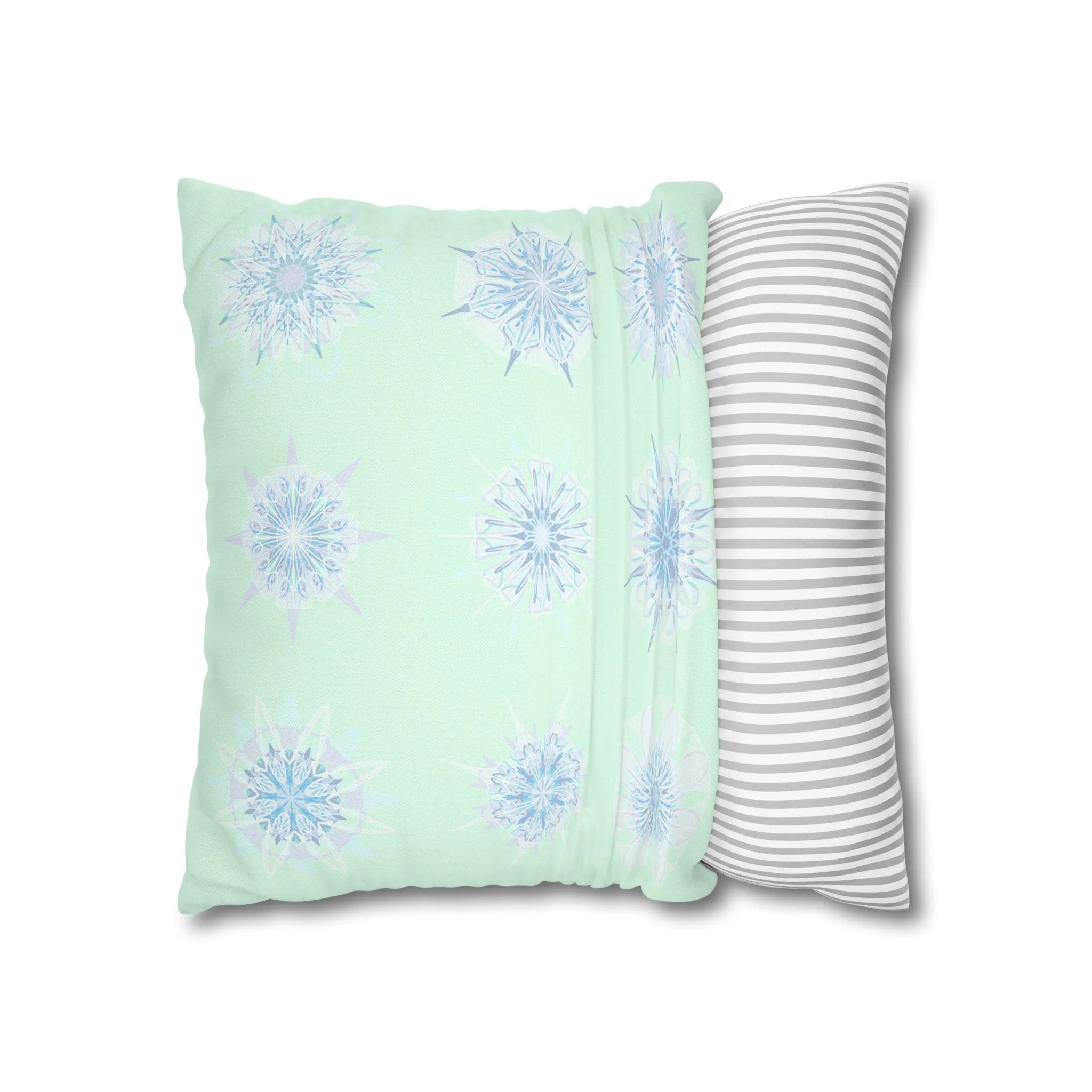 Handmade Mandala Snowflakes Pillowcase - Original Art