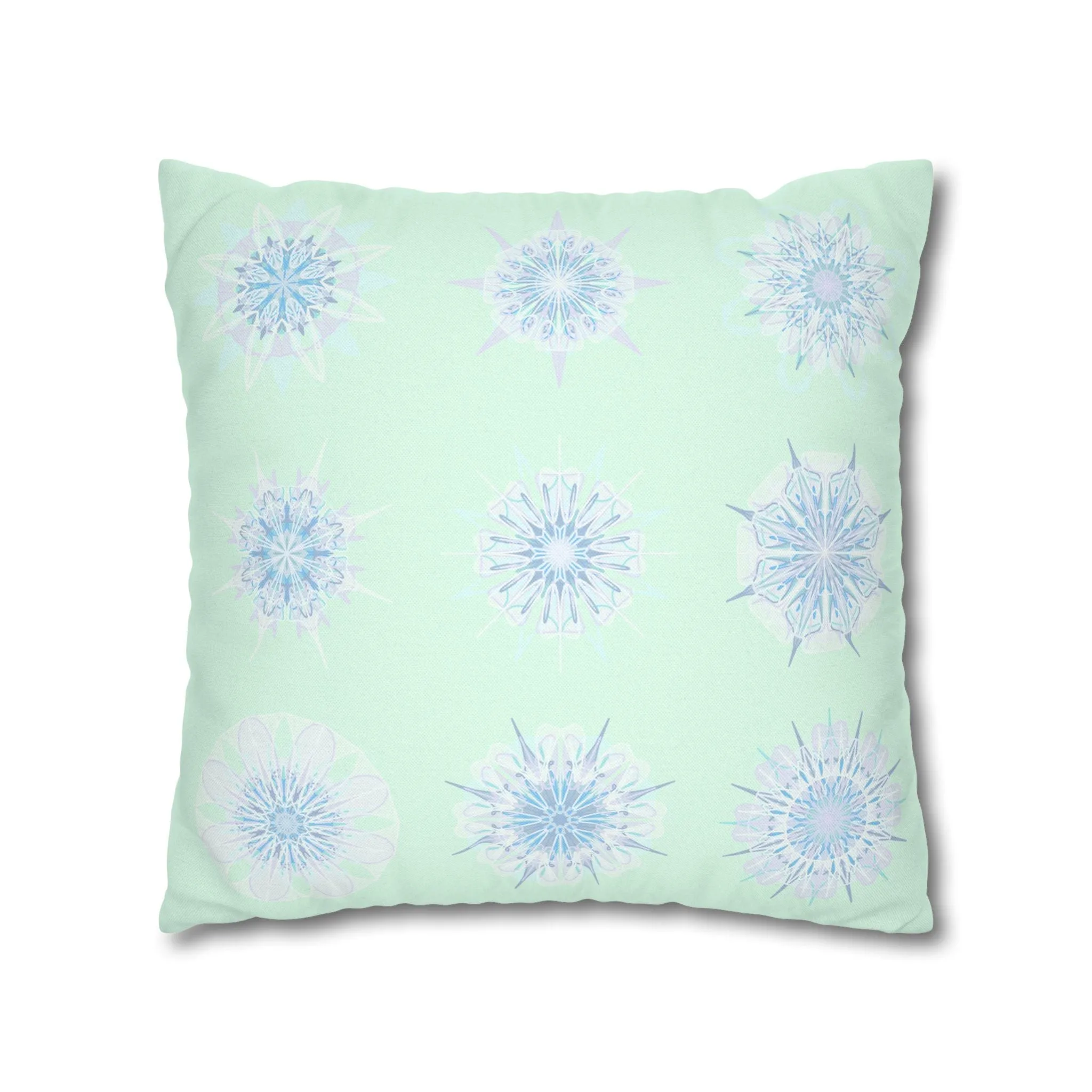 Handmade Mandala Snowflakes Pillowcase - Original Art