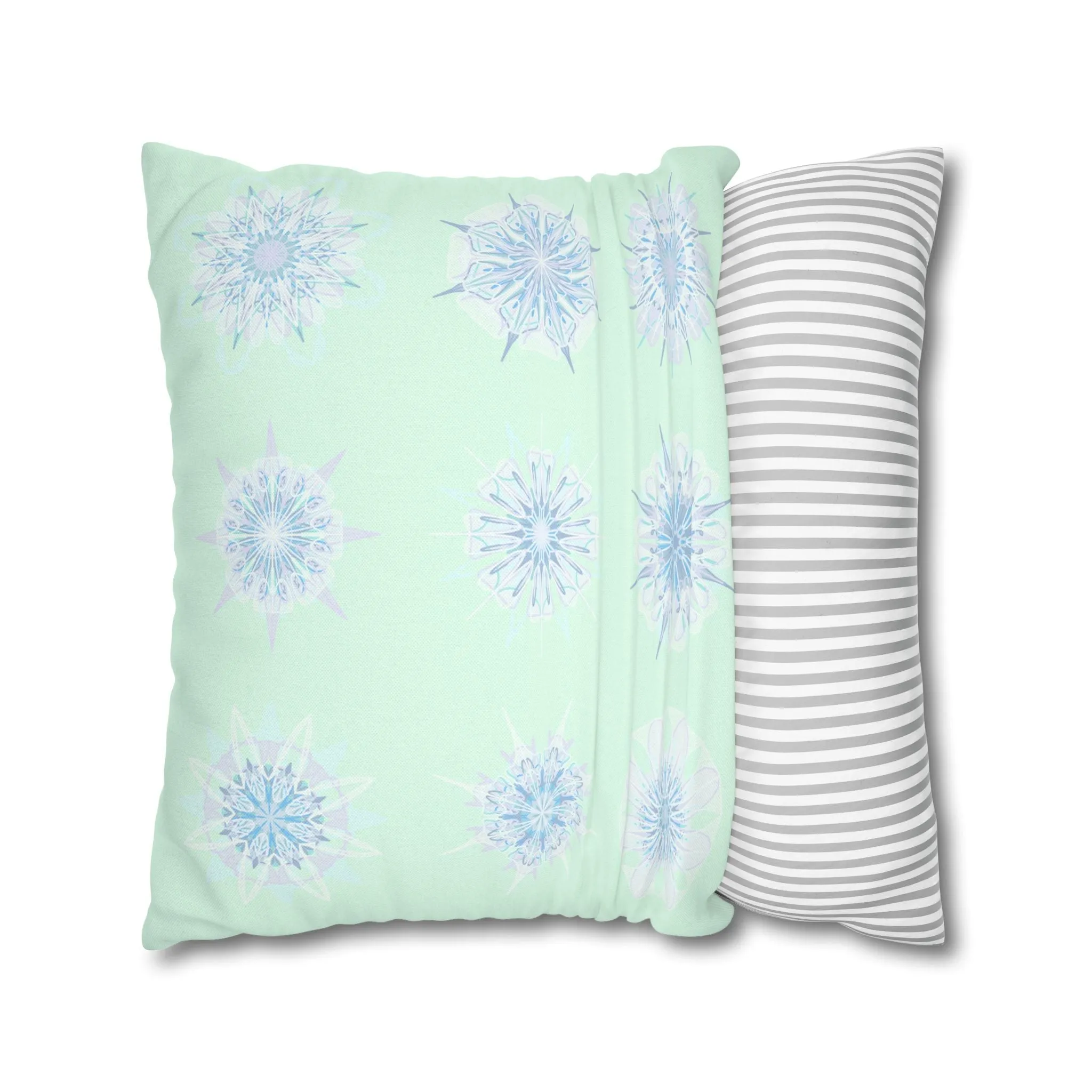 Handmade Mandala Snowflakes Pillowcase - Original Art