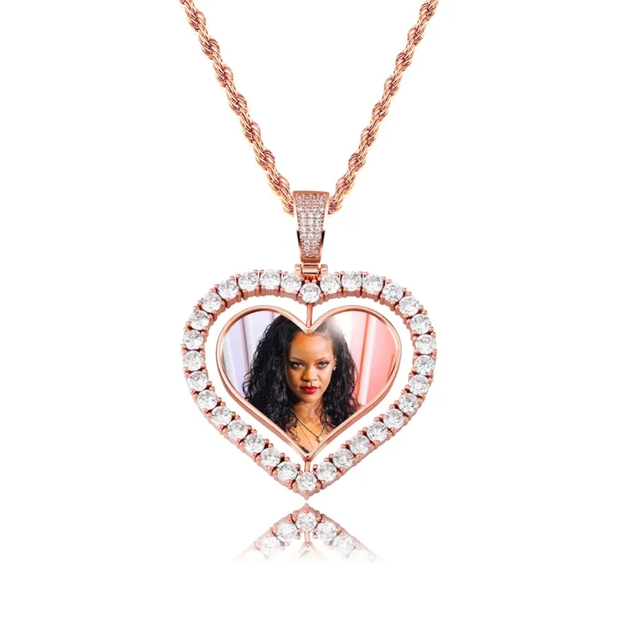 Heart Necklace With Picture- Rotating Heart Medallion Necklace -Christmas Gifts For Women