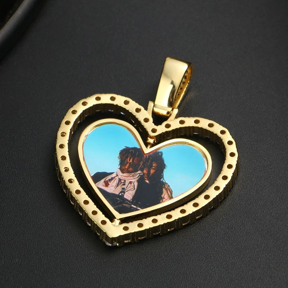 Heart Necklace With Picture- Rotating Heart Medallion Necklace -Christmas Gifts For Women