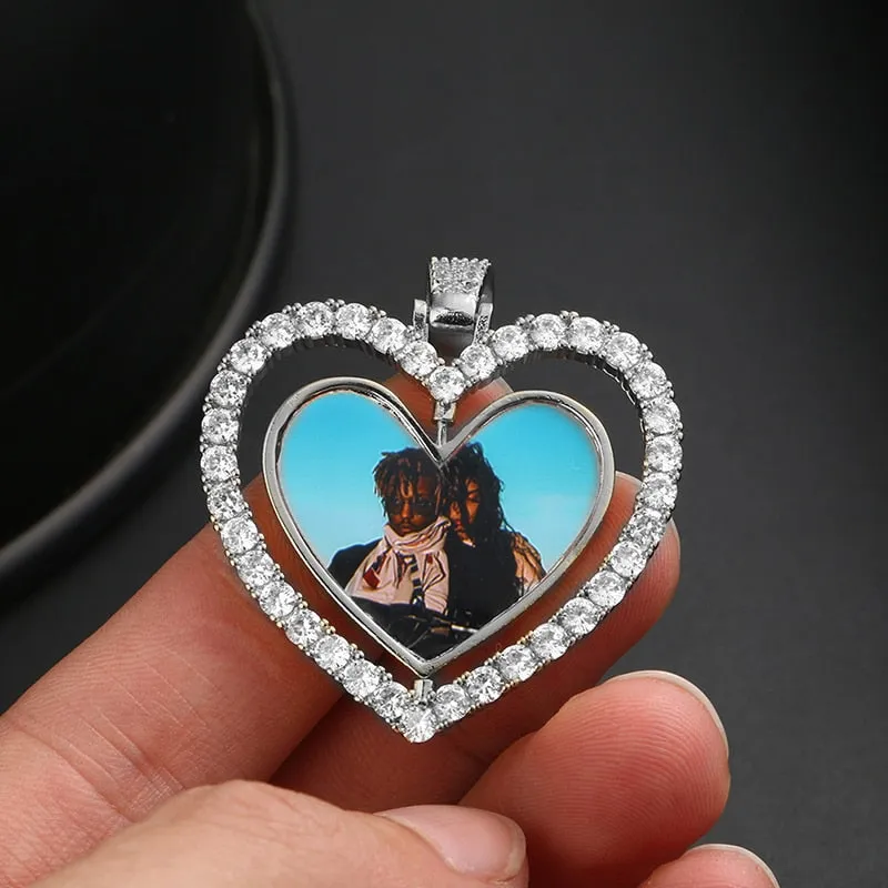 Heart Necklace With Picture- Rotating Heart Medallion Necklace -Christmas Gifts For Women