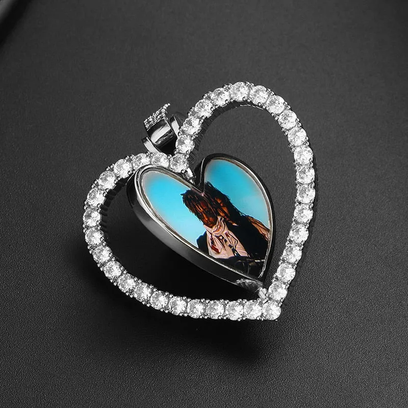 Heart Necklace With Picture- Rotating Heart Medallion Necklace -Christmas Gifts For Women